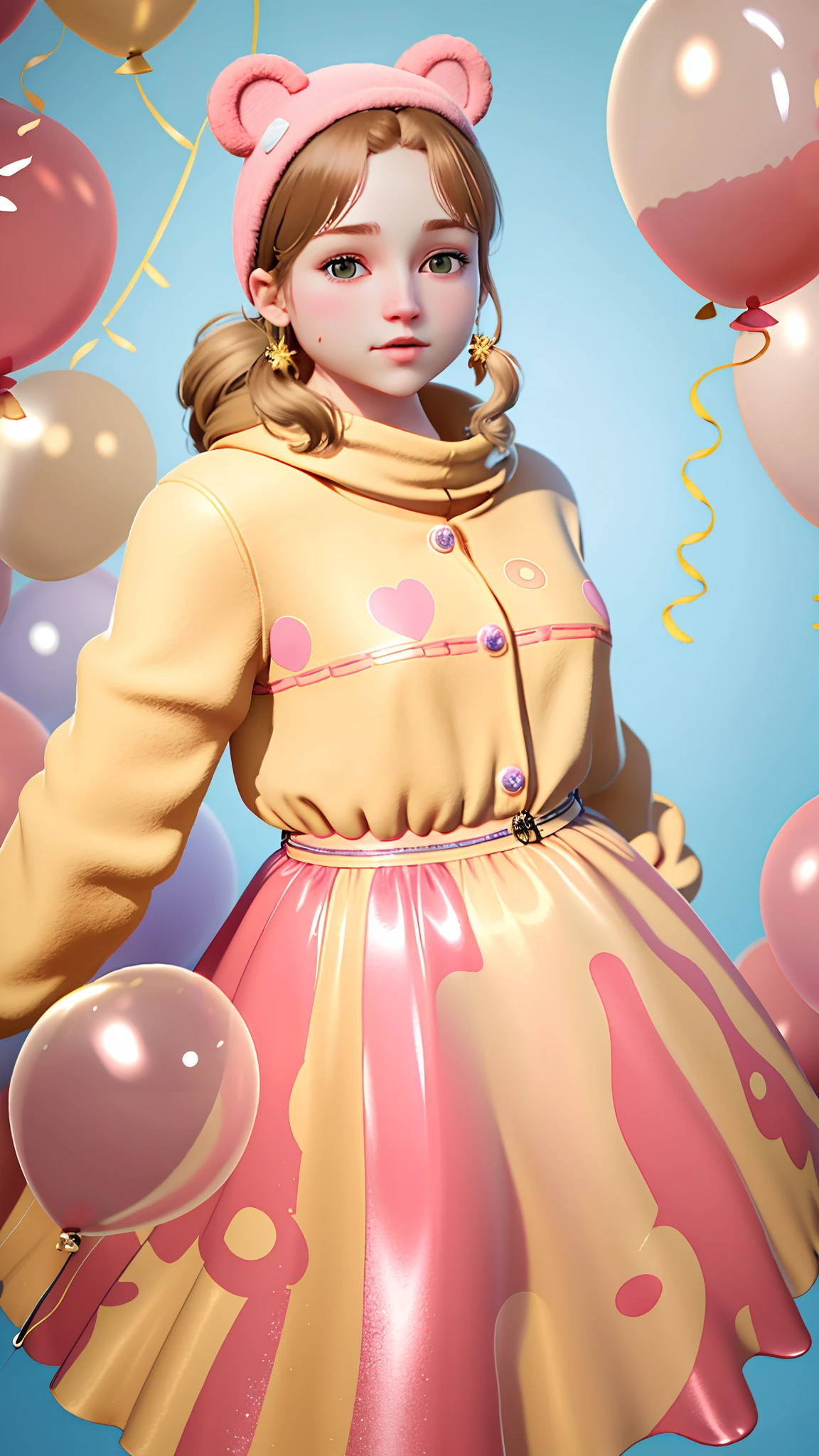 ((1girl)), A girl with a bear, many balloons, happy, happy, perfect quality, clear focus (clutter-home: 0.8), (masterpiece: 1.2), (Realistic: 1.2) ,(Bokeh), (Best quality), (Detailed skin: 1.3) ,(Intricate details) ,(8K) ,(Detail eyes) ,(Sharp focus), (Happy)