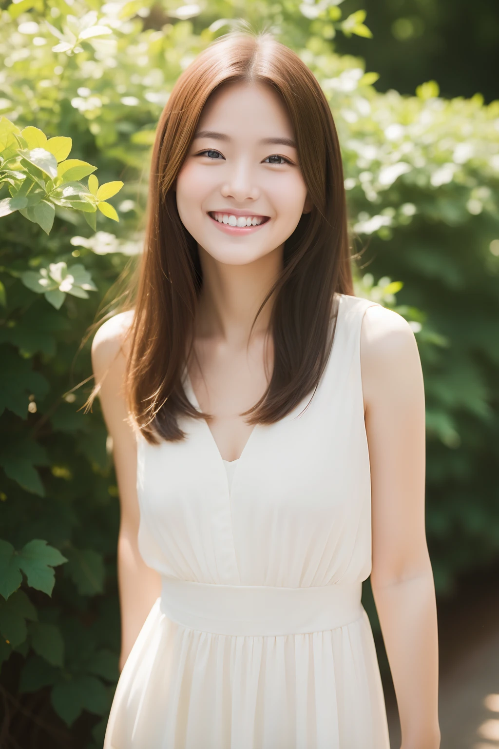 The best quality in the best condition, masterpiece, Ultra-high resolution, (Realistic:1.4), RAW Photos, One Girl,smile、Cross your arms behind your back