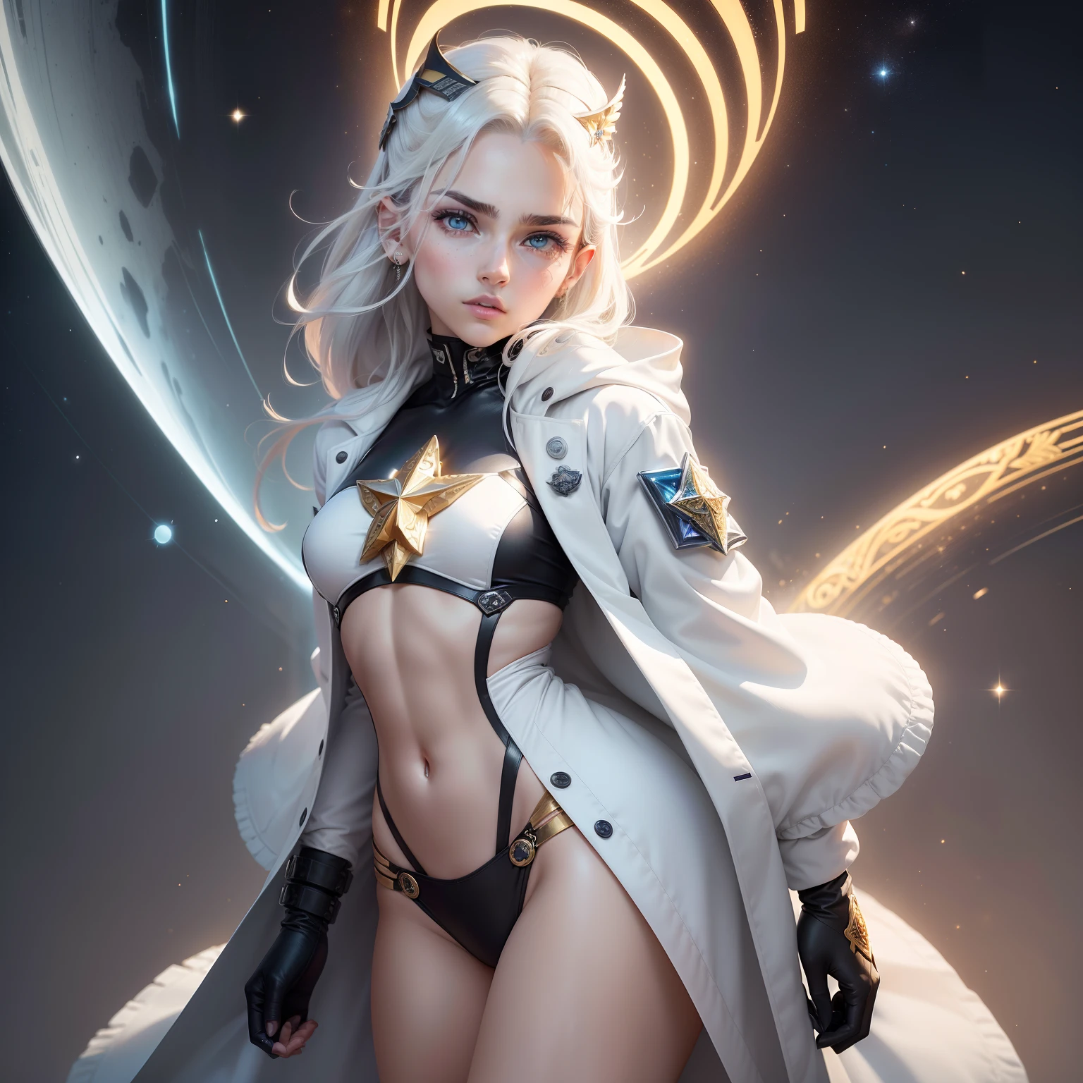 ((Male Custodian Angel. 19 years old))) ((( Con una cara seria y piadosa. Con una mirada dulce y tierna))) (obra maestra, calidad superior, mejor calidad, arte oficial, beautiful and aesthetic: 1.2), (1girl), extremadamente detallado, (Arte fractal: 1.3), colorido, highest detailed, Cara perfecta, parte superior del cuerpo, HDR, (orando: 1.3), (golden lines of white coat: 1.2), galaxia, (rayas de luz), eye-catching visuals, (dynamic stripes, senderos luminosos: 1.2), colores vibrantes,