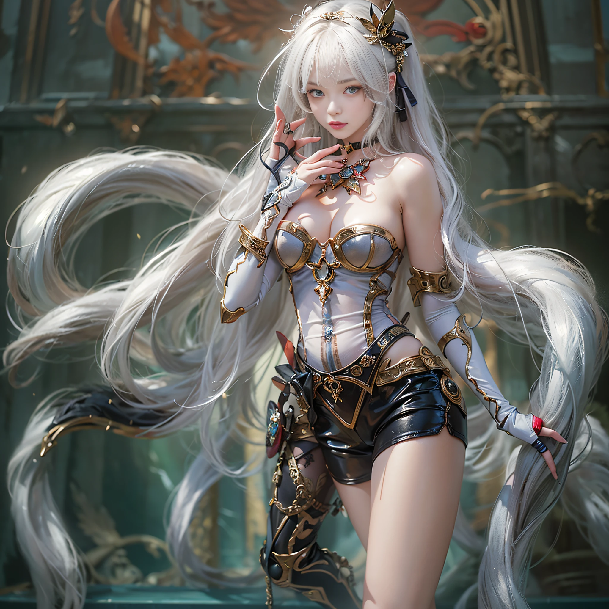 ((masterpiece:1.4)、(top-quality:1.4)、(reallistic:1.7))、Two pairs of sexy female space federal police、Yuri and Kay's sexy duo、Super sexy daughter、Super beautiful girl、2girls:1.4、Transparent clothing、Sexy costumes、Glossy luxury latex、Luxury Latex Bodysuit、By Luis Royo、age19、Super Ultra Ultra Bikini、Outstanding style、(Two legs are drawn correctly:1.7)、(Two arms are drawn correctly:1.7)、The limbs are anatomically correctly drawn:1.7、Slender Abs、(beauty legs:1.4)、beautiful countenance、kawaii faces、Beautiful udder、Beautiful ass、A detailed eye、beautidful eyes、Raw photo、red-lips、Red boots、a choker、a necklace、耳Nipple Ring、Fantasy of an ancient city、Ancient City Palace