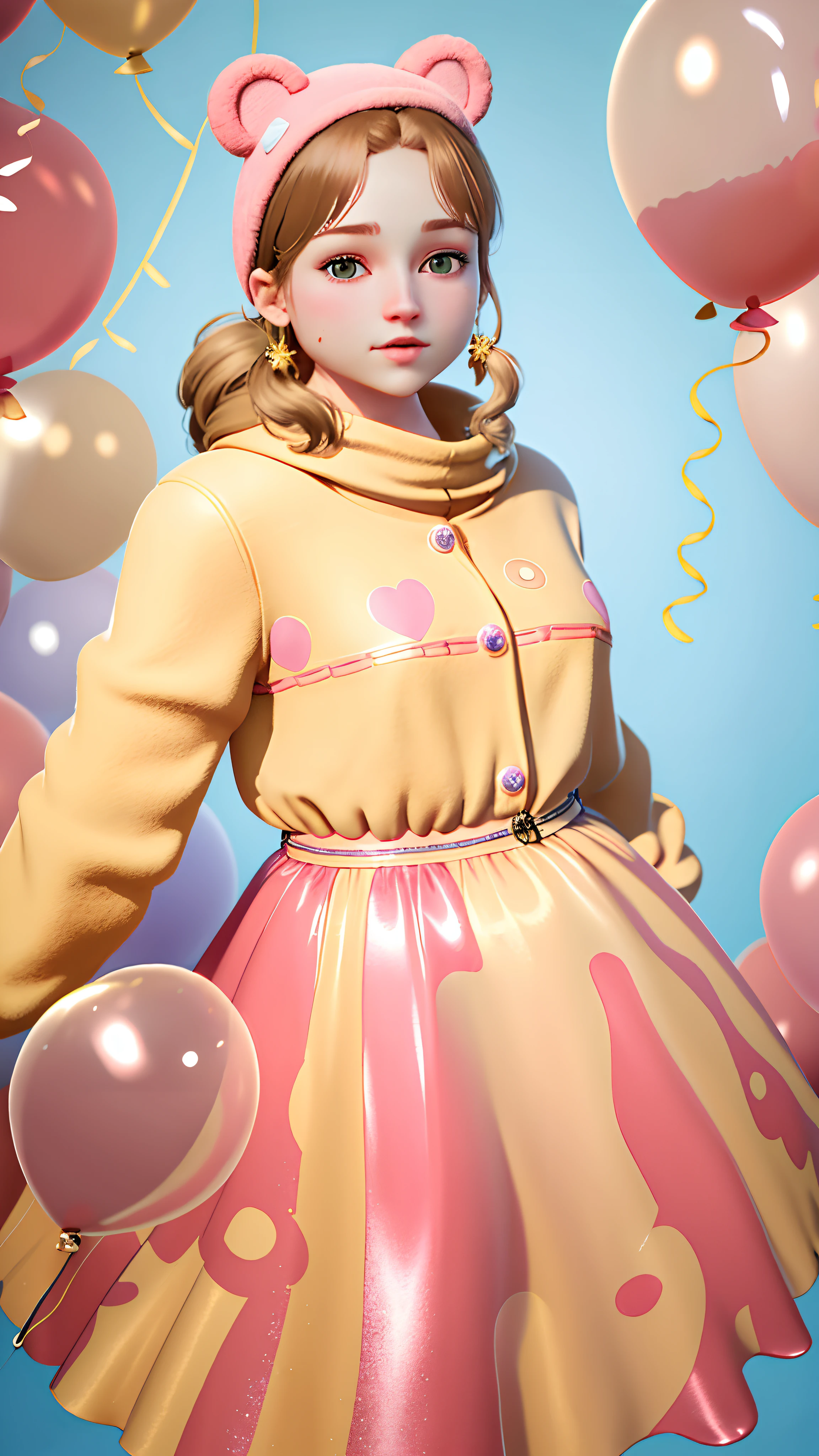 ((1girl)), A girl with a bear, many balloons, happy, happy, perfect quality, clear focus (clutter-home: 0.8), (masterpiece: 1.2), (Realistic: 1.2) ,(Bokeh), (Best quality), (Detailed skin: 1.3) ,(Intricate details) ,(8K) ,(Detail eyes) ,(Sharp focus), (Happy)