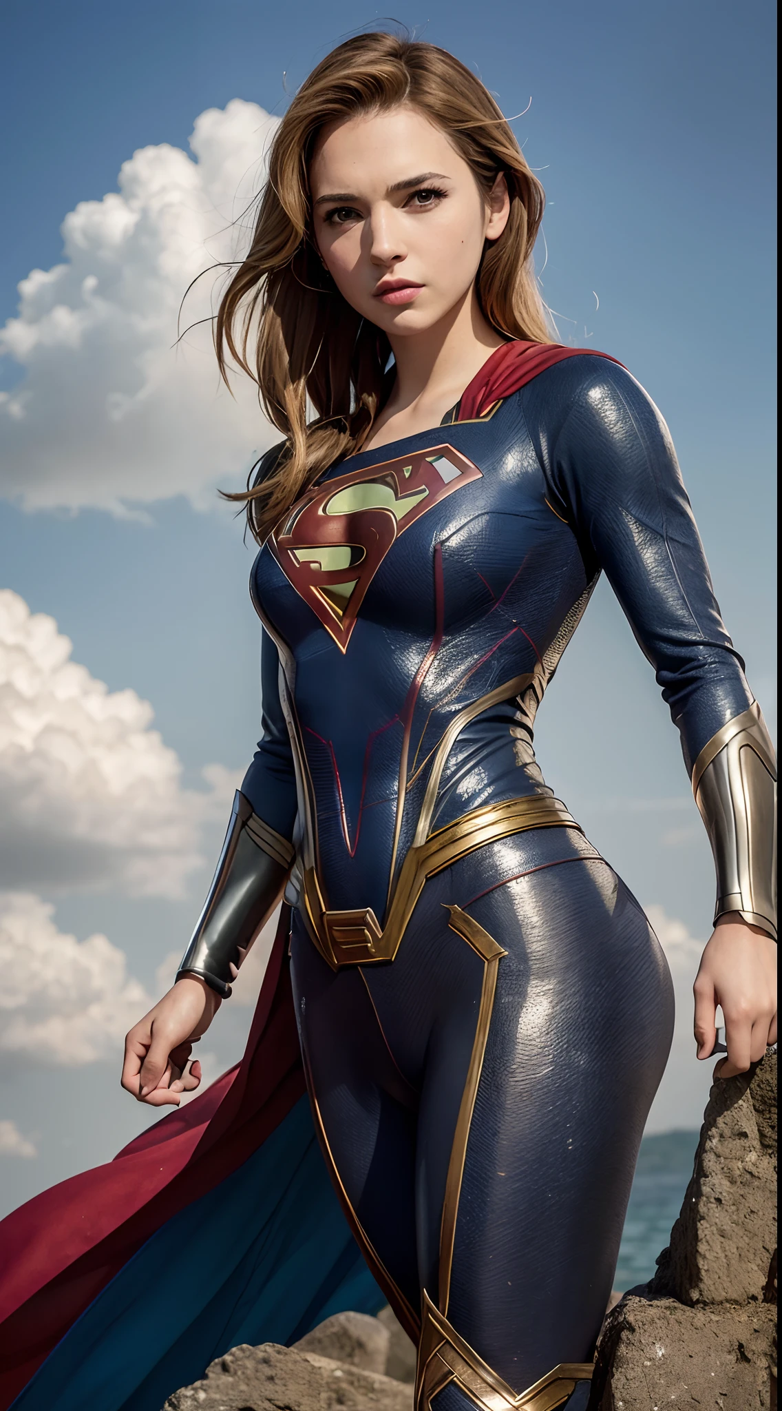 Supergirl, the iconic comic book heroine of DC Comics, is a powerful and inspiring figure. Here is a description of it:

She enters the scene with an aura of confidence and determination, dressed in Supergirl&#39;s signature costume. Her uniform consists of a vibrant red cape that flows behind her as she moves with grace and agility..

Her costume includes a blue top with Superman&#39;s iconic S symbol., highlighting your connection to the legendary hero. She wears a blue skirt that complements Supergirl&#39;s classic look., conveying a sense of femininity and power.

Suas botas altas vermelhas adicionam um toque de estilo e funcionalidade ao seu visual, providing stability and protection as she faces the challenges that come her way.

Seu cabelo loiro cai em cachos suaves sobre seus ombros, adicionando um toque de suavidade e beleza ao seu visual poderoso. Your blue eyes shine with determination and courage, reflecting your willingness to fight for what is right.

She carries with her a heroine&#39;s presence, ready to face any threat that arises in your city. His stance is firm and resolute., showing his confidence in his abilities and his determination to protect the innocent.

With every action she takes, Supergirl is an inspiration to everyone around her, reminding us of the power of heroism and the importance of fighting for justice and equality in our world.