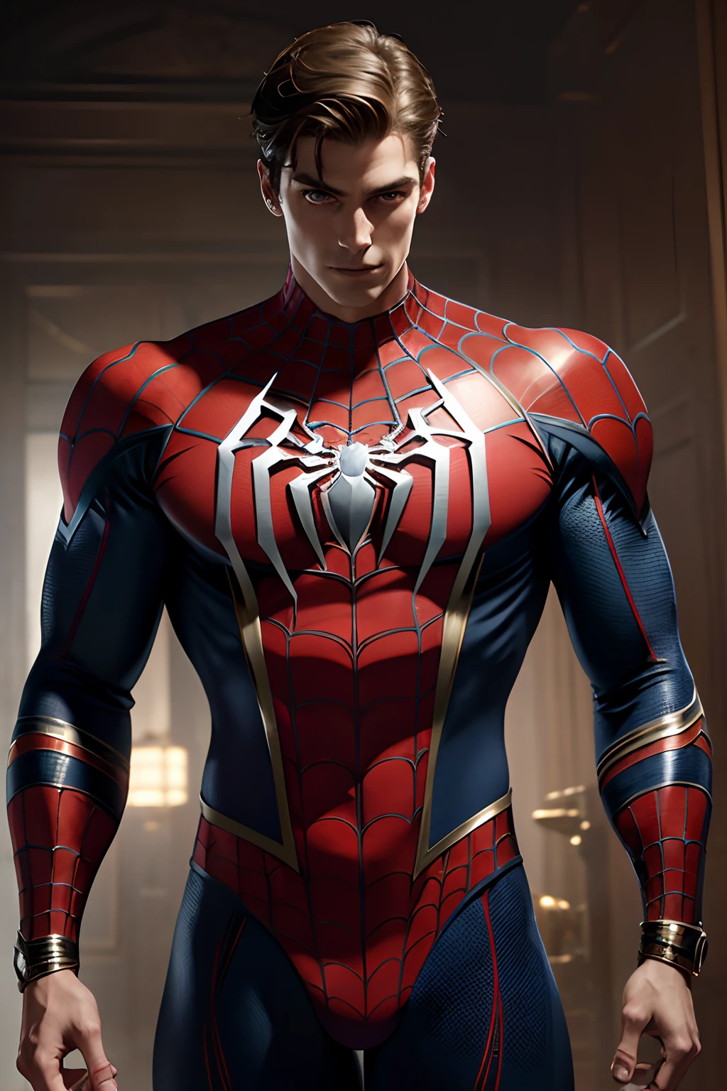 (RAW Photo, Best Quality), (Realistic, Photorealistic Photo: 1.3), Best Quality, Highly Detailed, Masterpiece, Ultra Detailed, Illustration, Marvel cinematic universe, marvel, Tom Holland, Peter Parker as Spiderman, background should be epic, upper body, high detail on dress, Best Quality, Extremely Detailed CG Unified 8k Wallpaper, Ink, Amazing, badass look, portrait, close up (skin texture), intricately detailed, fine details, hyperdetailed.