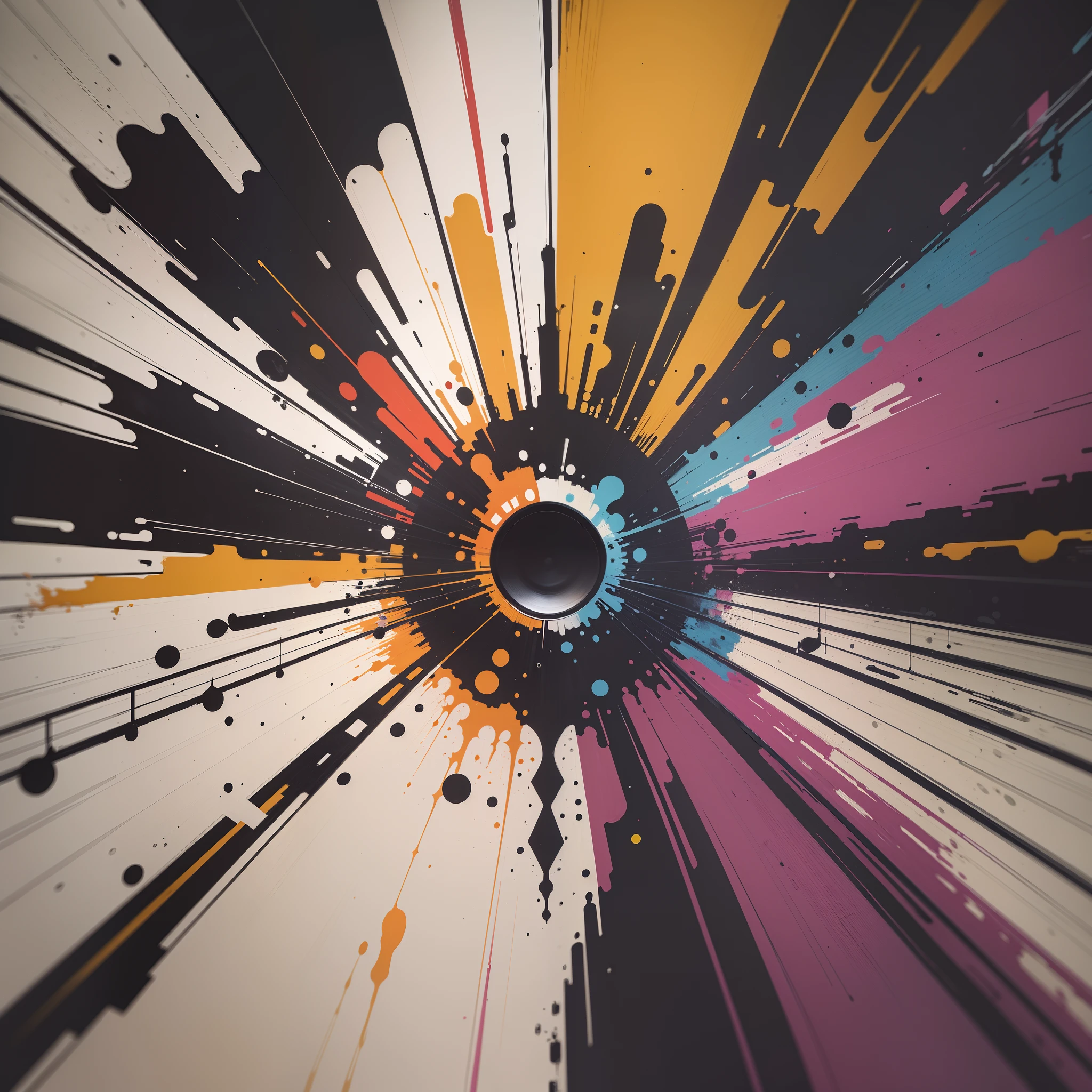 abstract, expressionism painting, music concert, non-objective, geometric and organic forms, synesthesia --ar 4:3 --v