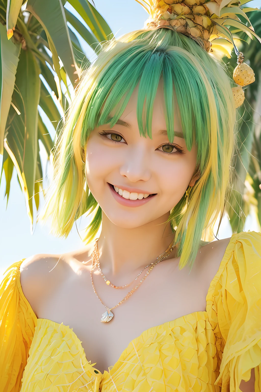 A cute girl with green eyes, yellow hair and a rich smile wearing pink clothes while she is being fucked