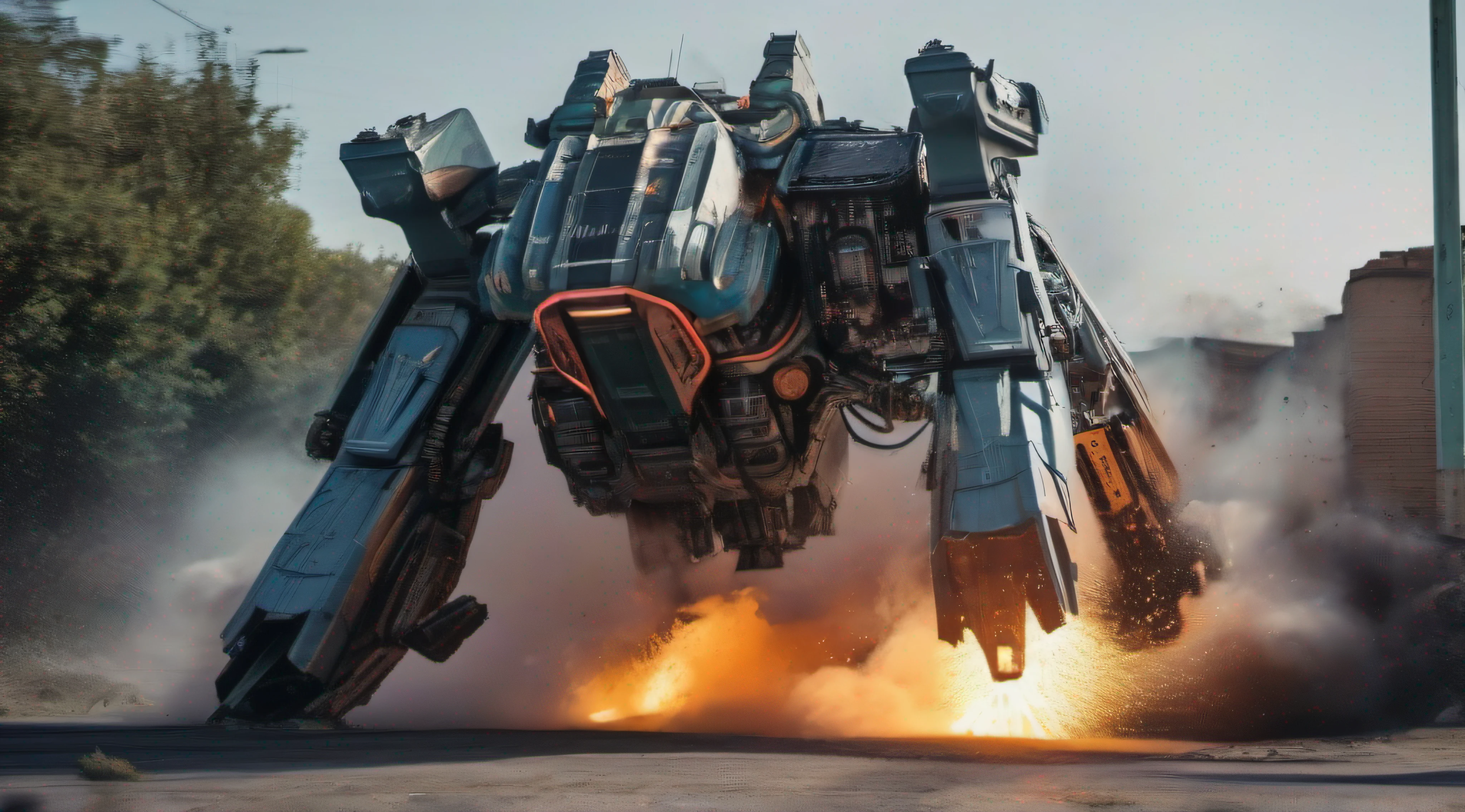 8k, Ultra Resolution, (((foto realista))), (((Cinematographer))), robots, mechas, mech, mech detallado, detalles intrincados, mecha afectado por explosiones, humanos corriendo, caos, en medio de una guerra caotica, destruyendo todo, Dynamic colors, colores vivos, colores ultra vivos, colores vibrantes, colores vivos, luz fuerte, brillante, violencia, caos, destruccion, muerte, explosiones