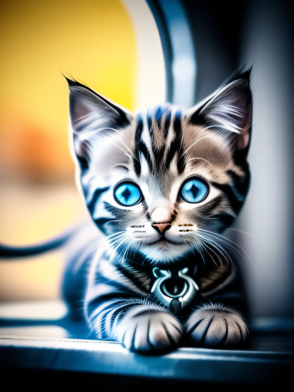 a cute kitten made of metal, (Cyborg:1.1), ([Schwanz | DeSchwanzlierter Draht]:1.3), (Komplizierte DeSchwanzs), HDR, (Komplizierte DeSchwanzs, HyperdeSchwanzliert:1.2), Filmische Aufnahme, Vignette, zentriert --auto