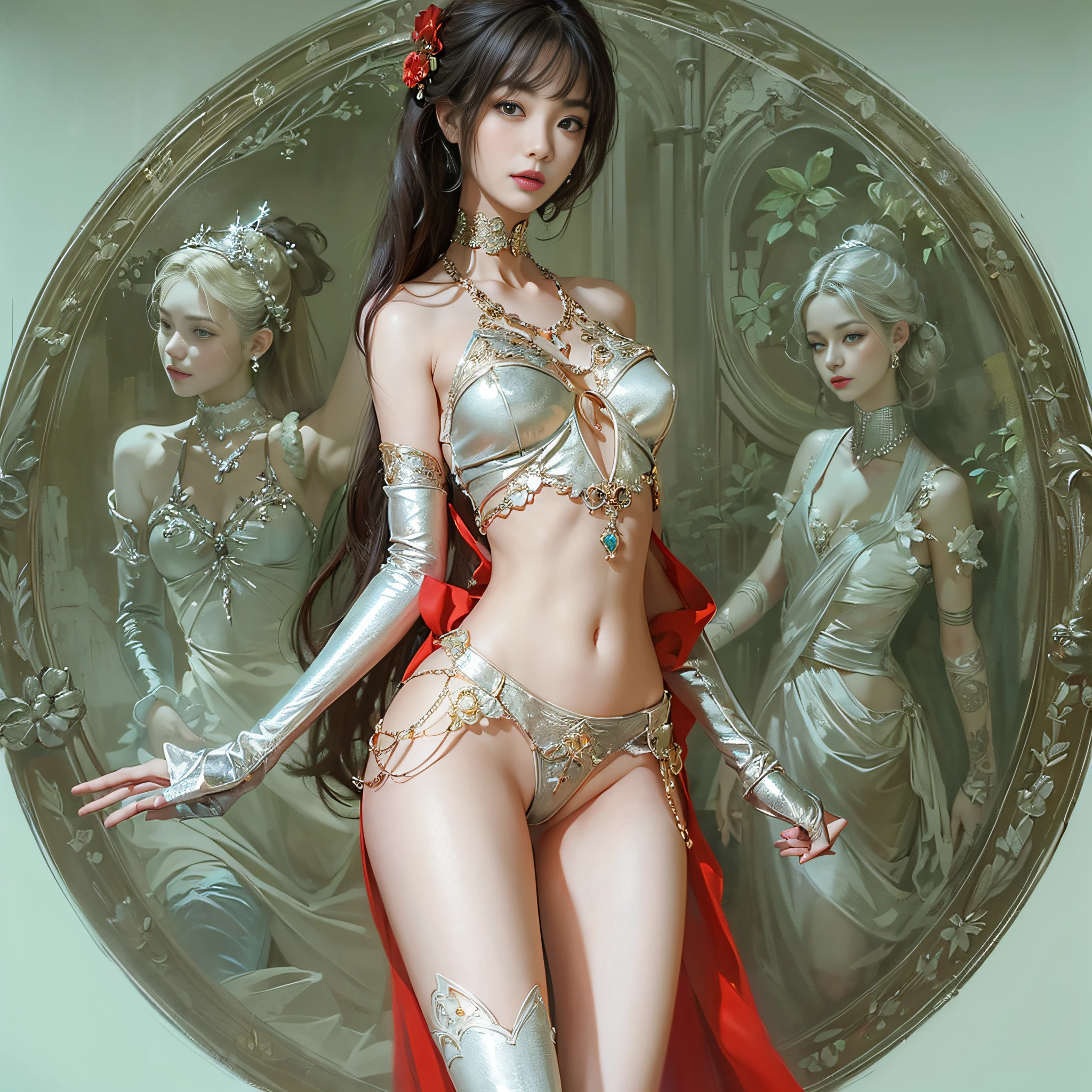 ((masterpiece:1.4)、(top-quality:1.4)、(reallistic:1.7))、Queen of Mars Deja Solis、Super sexy daughter、Super beautiful girl、1girl in:1.4、Sexy clothes that show through the inside、Brilliant costumes、Glossy luxury latex、Luxury Latex Bodysuit、By Luis Royo、age19、Super Ultra Ultra Bikini、Outstanding style、(Two legs are drawn correctly:1.7)、(Two arms are drawn correctly:1.7)、The limbs are anatomically correctly drawn:1.7、Slender Abs、(beauty legs:1.4)、beautiful countenance、kawaii faces、Beautiful udder、Beautiful ass、A detailed eye、beautidful eyes、Raw photo、red-lips、Red high heels、tiarra、a choker、a necklace、耳Nipple Ring、Fantasy of an ancient city、Palace Audience Room