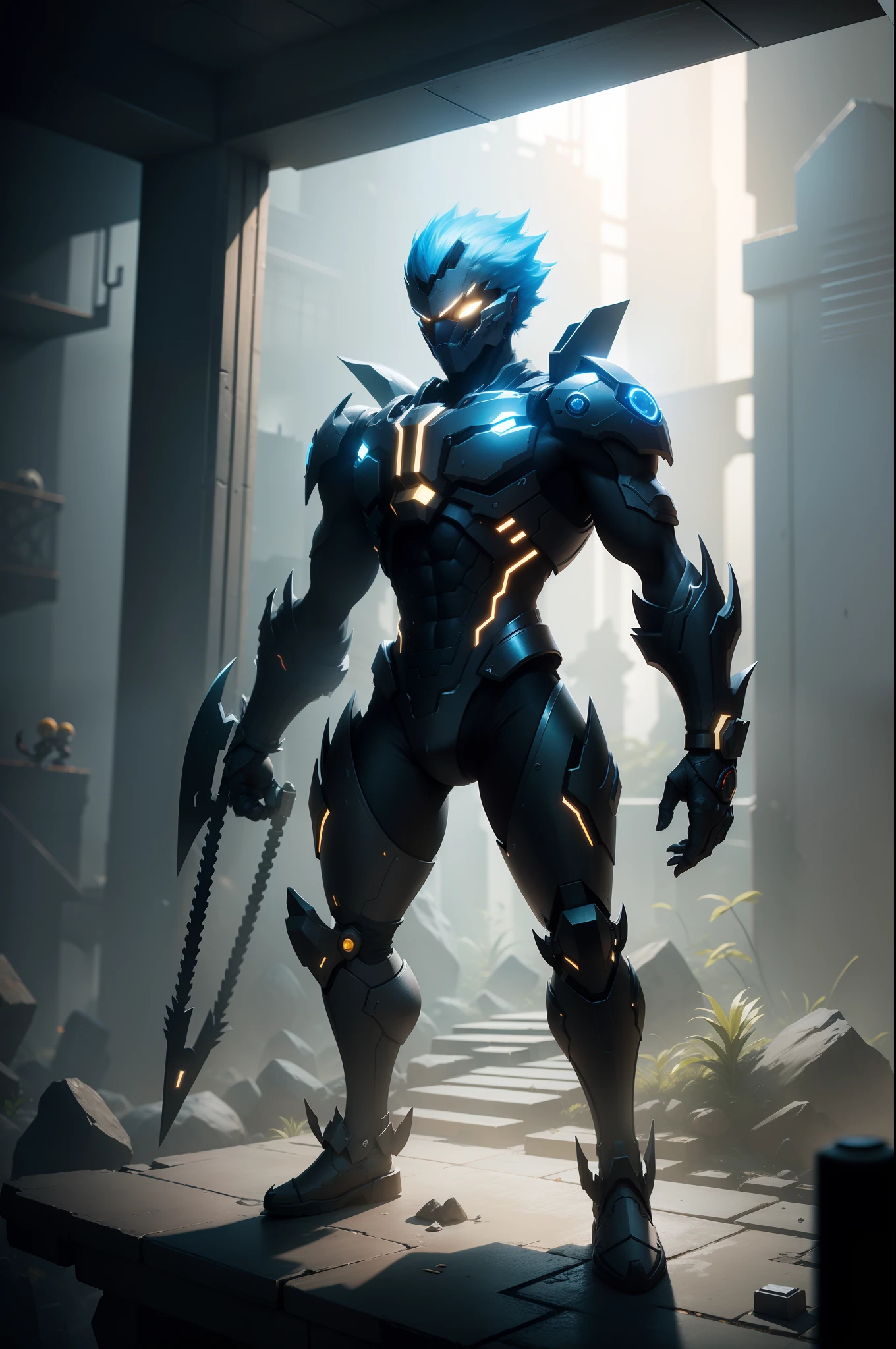 A 2D platformer，unreal-engine，The character is in the highlight position，Volumetric light effect。