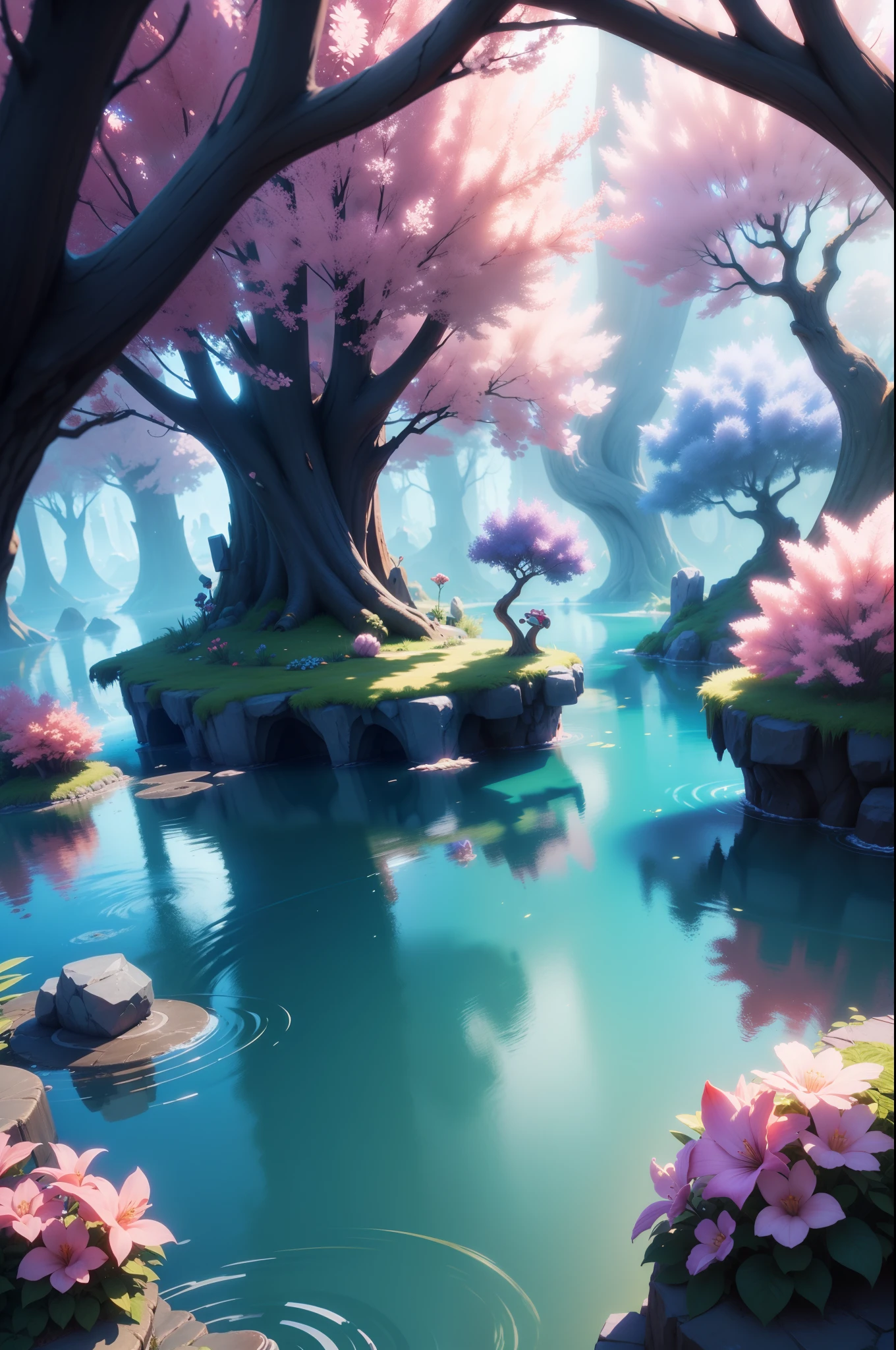 (Painting style:3d,Scenes:Ori view,vibrant with colors,platformer)