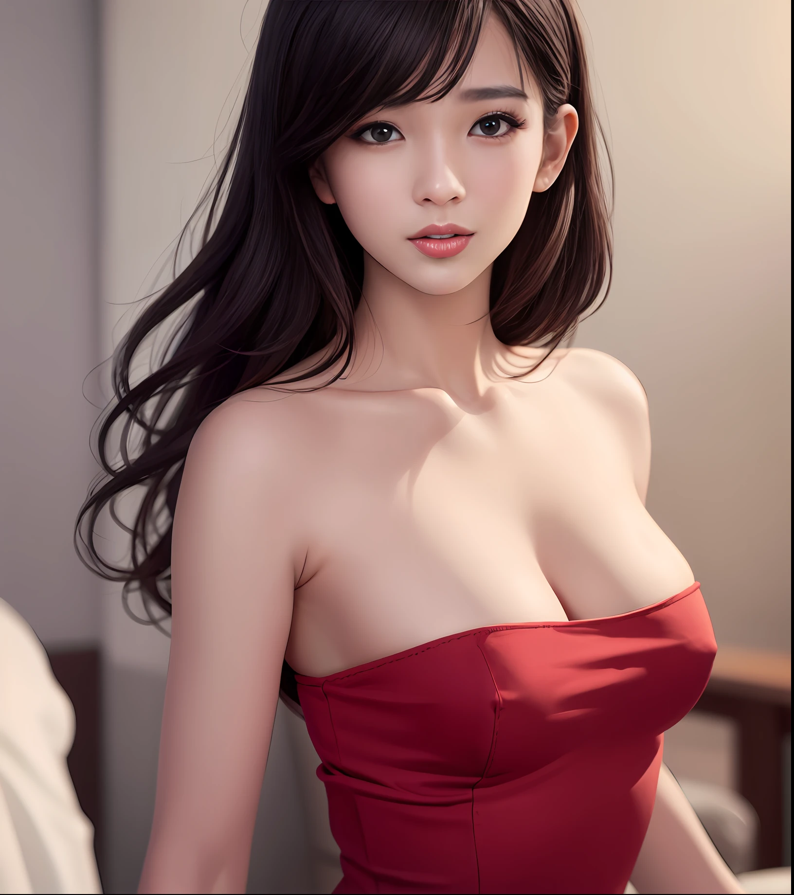 PureErosFace_V1， best qualtiy， realisticlying， 8K， A high resolution， 1girll， woman， （dent in the skin）， （sportrait：0.6）， opulent， dynamicposes， （（Massage parlor background：1.6））， （（mediumsize roundbreast，Beautiful breasts：1.4））， head straight-looking at viewer：1.8， （1 girl looks at the audience with eyes， A brown-haired， Separate bangs：1.65）， （Bokeh）， ssmile：1.2， （Keep one's mouth shut：1.16），