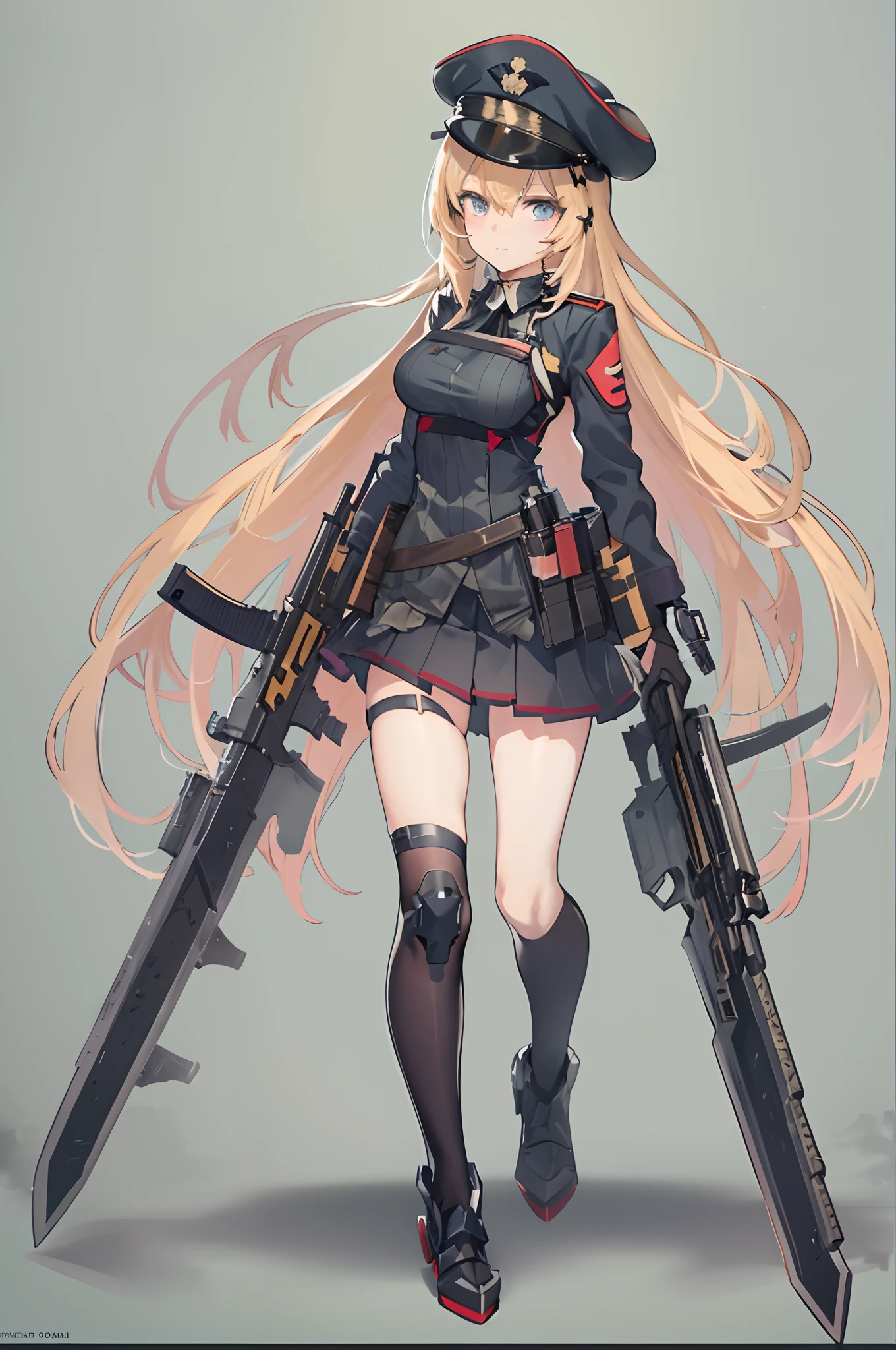 anime girl with a sword and a dress and a hat, from girls frontline, Kantai Collection Style, girls frontline style, anime maid ss military, Fine details. girls' frontline, best anime 4k konachan wallpaper, girls frontline cg, Mechanized soldier girl, Female protagonist 👀 :8, girls' frontline, badass anime 8 K, M4 Sopmod II Girls Frontline