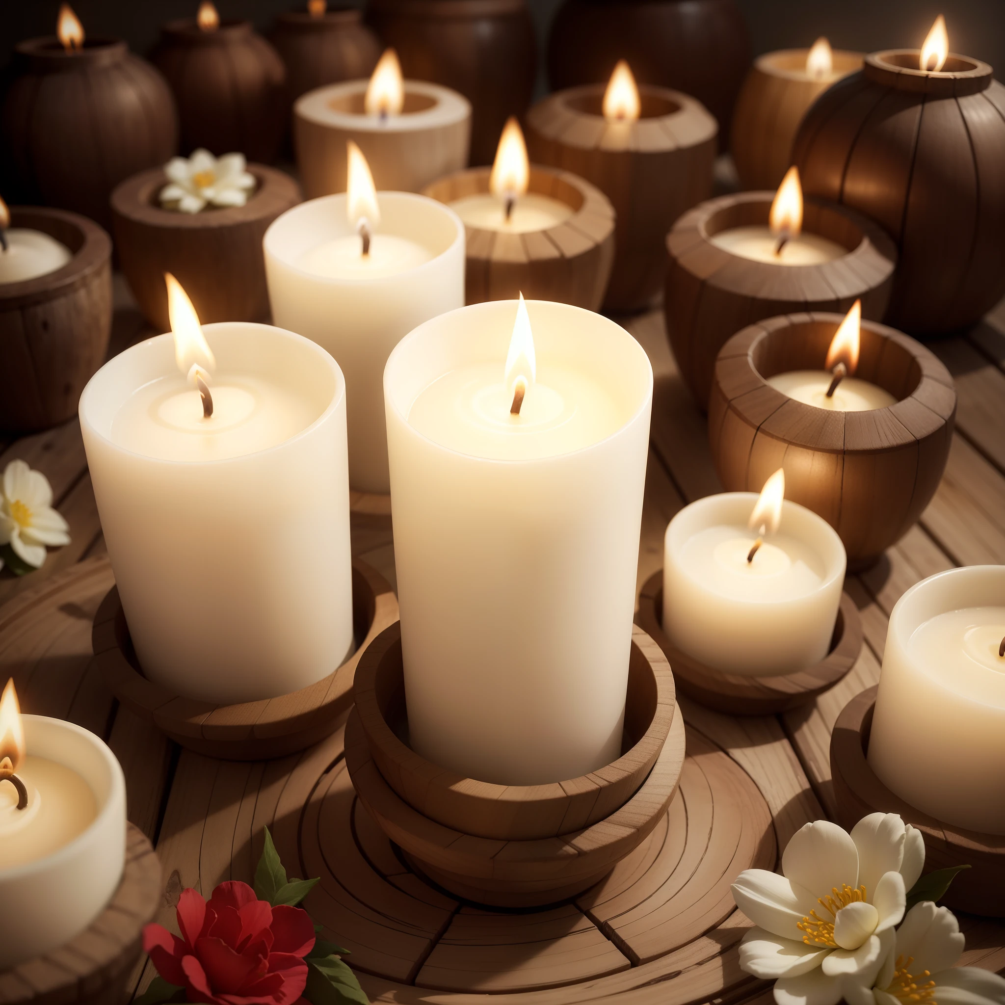 Candles Flores iluminadas com brilho em uma grama especial, super realistic, HD