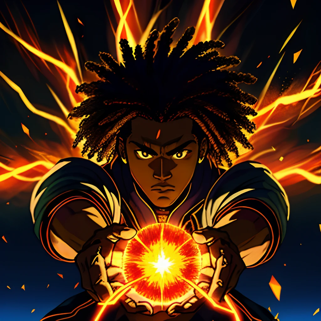 Xbalanque black guy withe hair pyro natlan