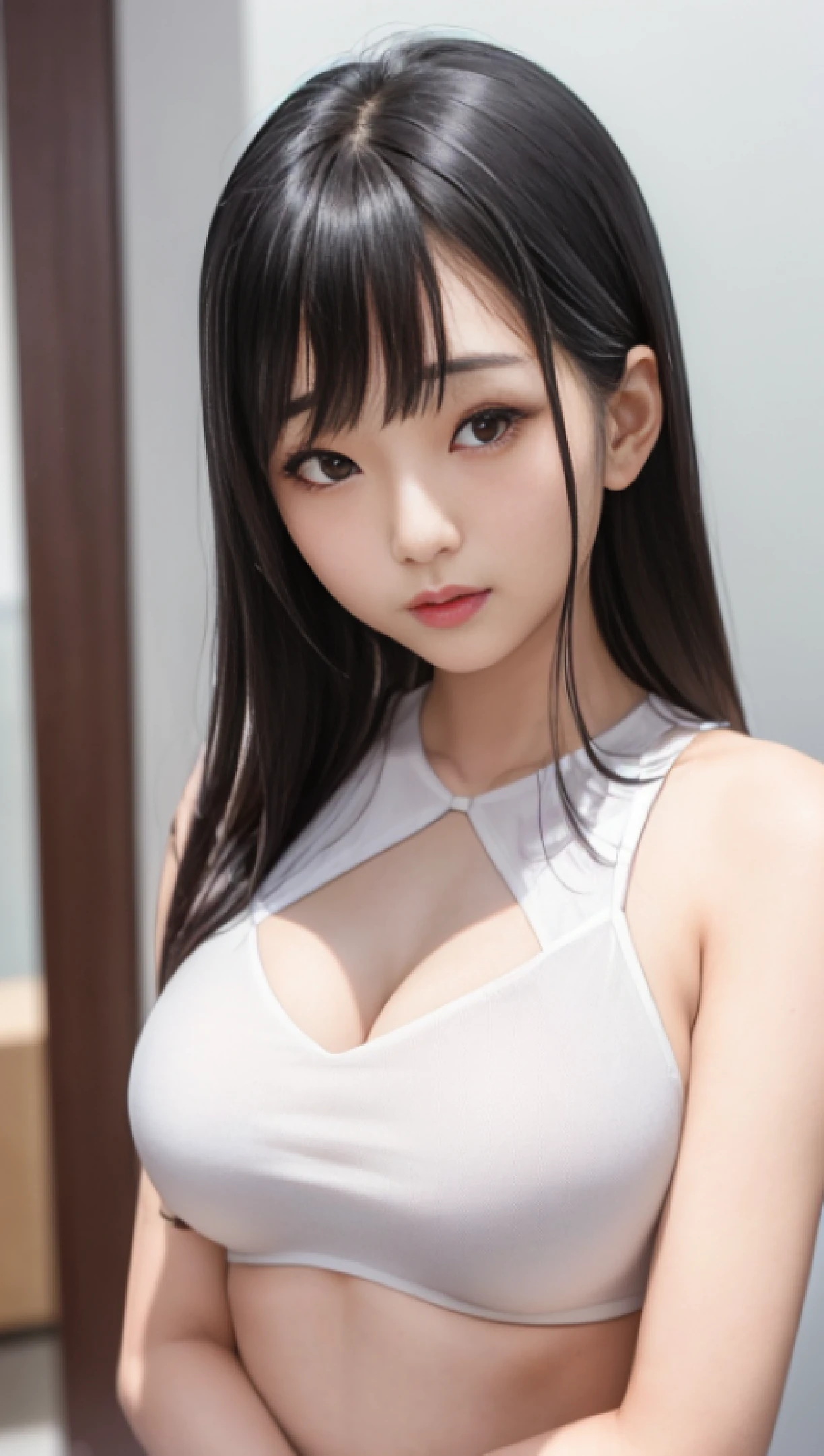 arafed asian woman in white top posing for a picture, mayuri shiina, Chiho Aoshima, Young Sensual Gravure Idol, Chiho Ashima, deayami kojima, Young Pretty Gravure Idol, Ayami, sui ishida with black hair, akiko takase, portrait of mayuri shiina