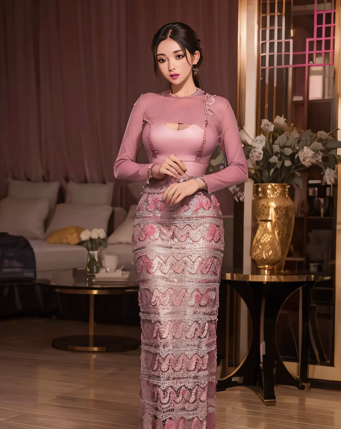 nsfw, masterpiece, best quality, 1girl, detailed cleavage view, , dress, indoor, ulzzang,