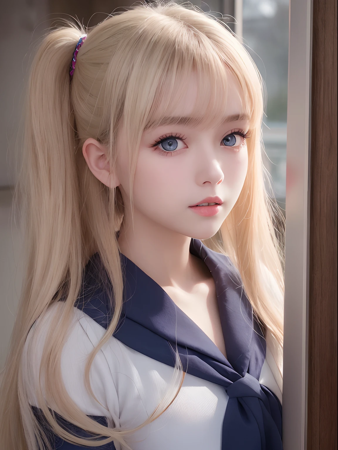 A close up of a person with long hair and a ponytail - SeaArt AI