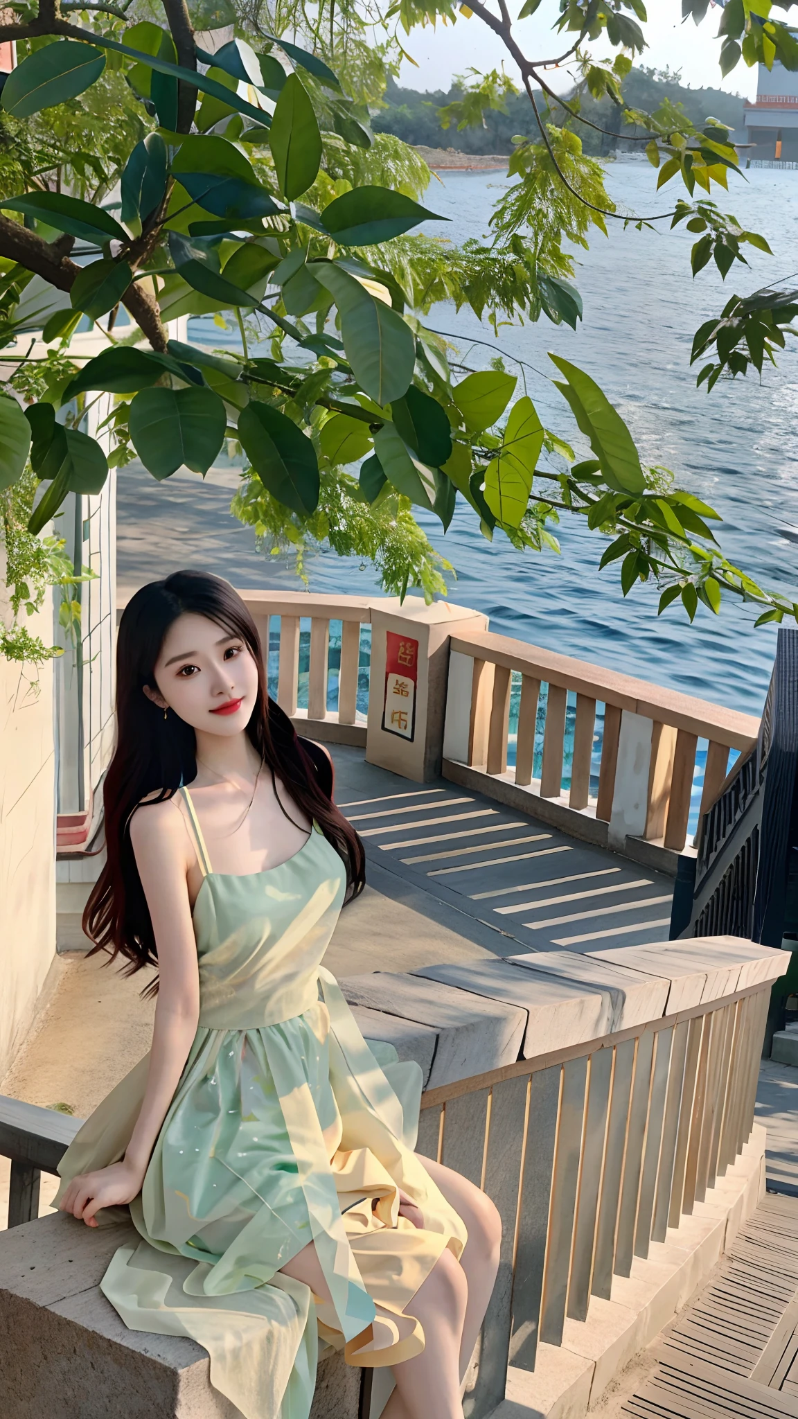 Alawi women sit on benches near bodies of water, xintong chen, shaxi, wenfei ye, Inspired by Tang Yifen, Inspired by Huang Ji, zmonzheng, zeng fanzh, chengyou liu, yanjun cheng, gorgeous chinese models, xision wu, Lin Qifeng, Ethereal beauty
