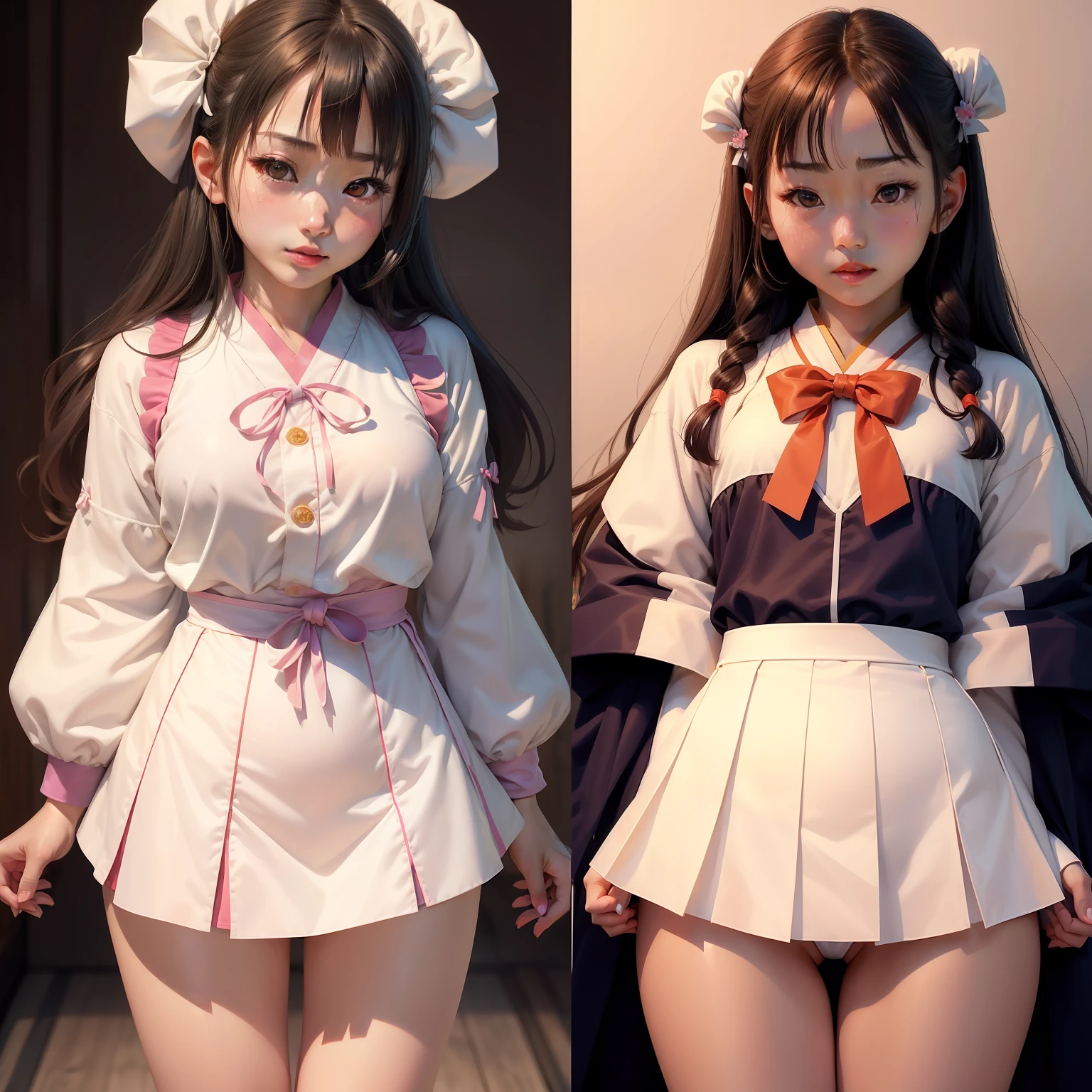 1人, 独奏,(Top image quality),(​master piece:1.1),Honoka Takasaka,(校服:1.4),onepiece, looking_at_viewer, neck_ribbon, kawaii, Crystal clear facial skin,Blowjob