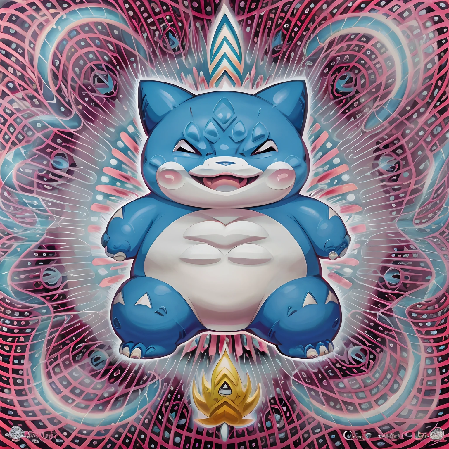 Alex Grey Style Art entity, Snorlax Pokémon