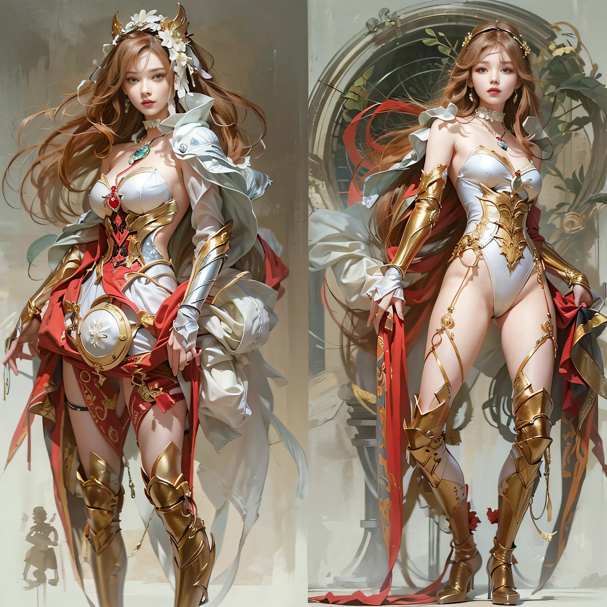 ((masterpiece:1.4)、(top-quality:1.4)、(reallistic:1.7))、a beauty girl、Super sexy daughter、Super beautiful girl、1girl in:1.4、Sexy clothes that show through the inside、Brilliant costumes、Glossy luxury latex、Luxury Latex Bodysuit、By Luis Royo、age19、Super Ultra Ultra Bikini、Outstanding style、(Two legs are drawn correctly:1.7)、(Two arms are drawn correctly:1.7)、The limbs are anatomically correctly drawn:1.7、Slender Abs、(beauty legs:1.4)、beautiful countenance、kawaii faces、Beautiful udder、Beautiful ass、A detailed eye、beautidful eyes、Raw photo、red-lips、Red high heels、a choker、a necklace、耳Nipple Ring、Fantasy of an ancient city、