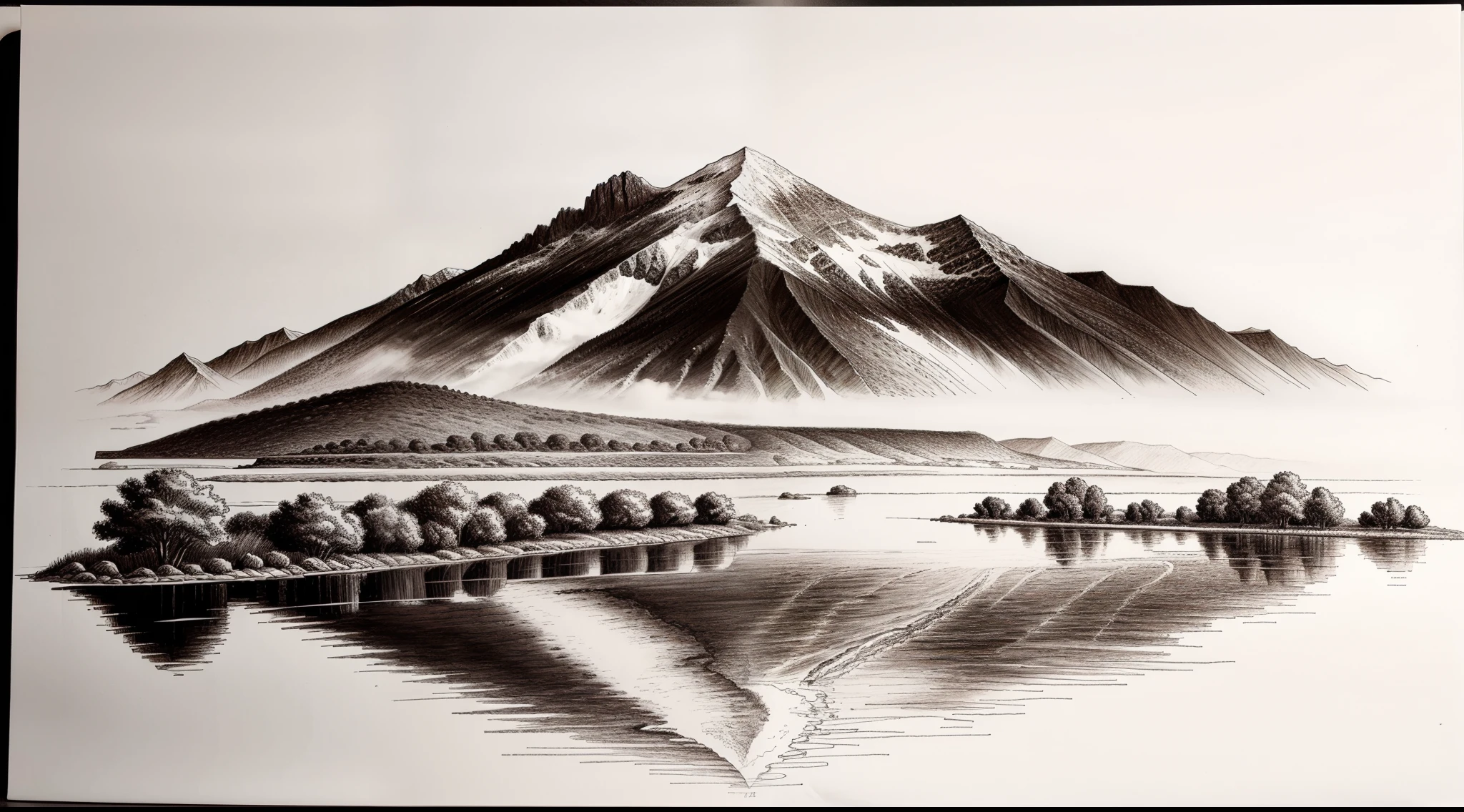 Draw landscapes with a monochrome ballpoint pen