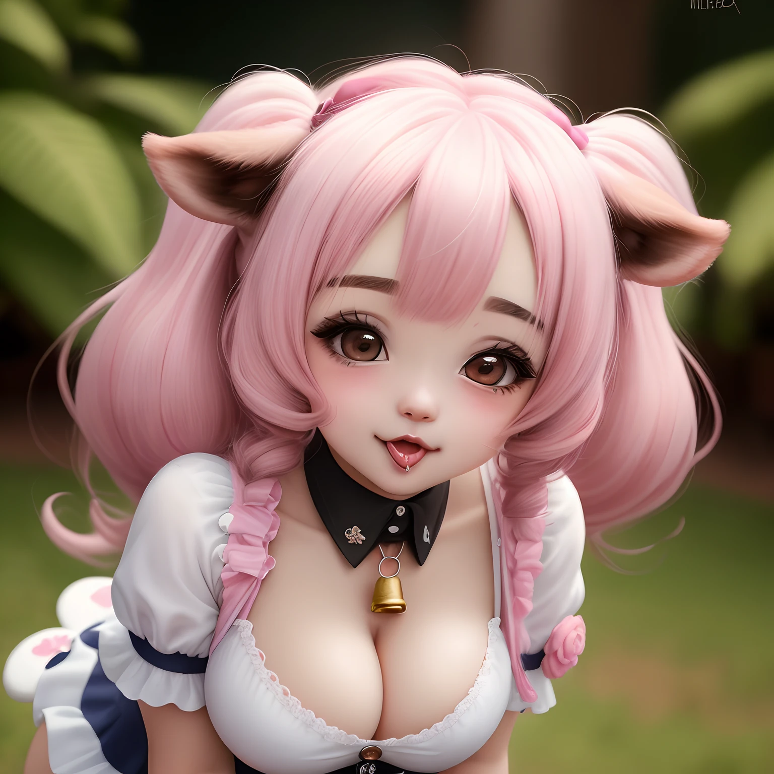 filhote de cachorro, vaca, sexy, Rosa, kawaii, Ahegao, colar, milk, creampie