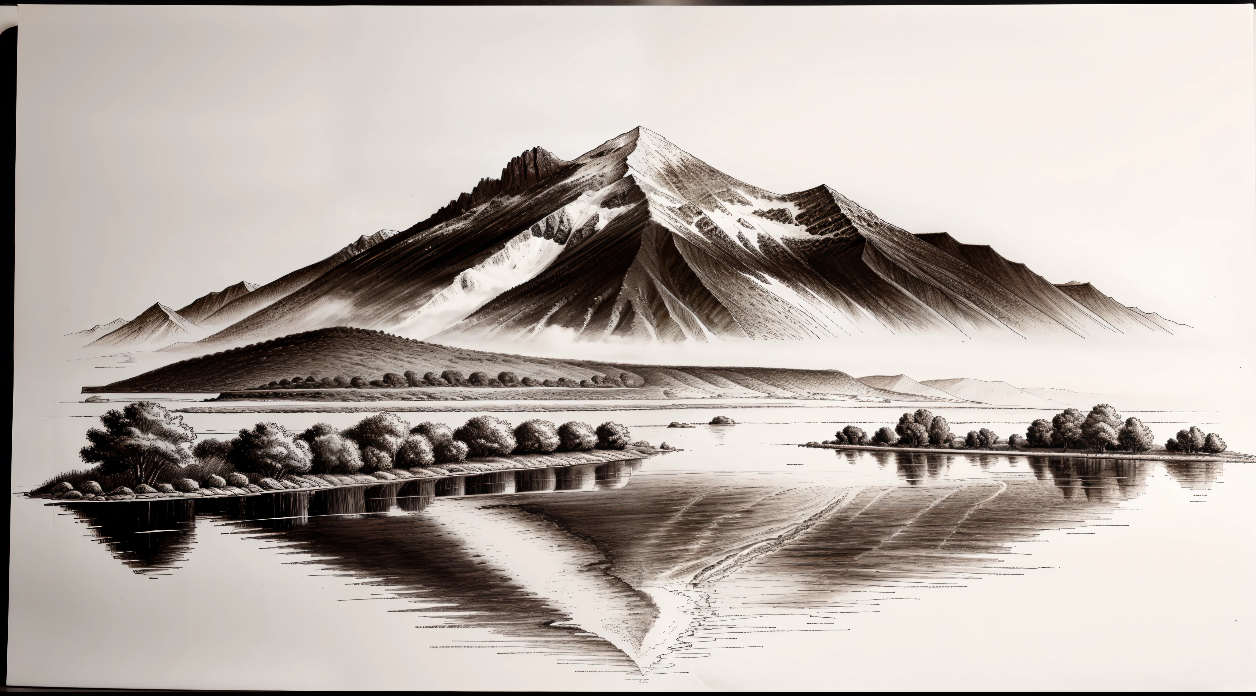 Draw landscapes with a monochrome ballpoint pen