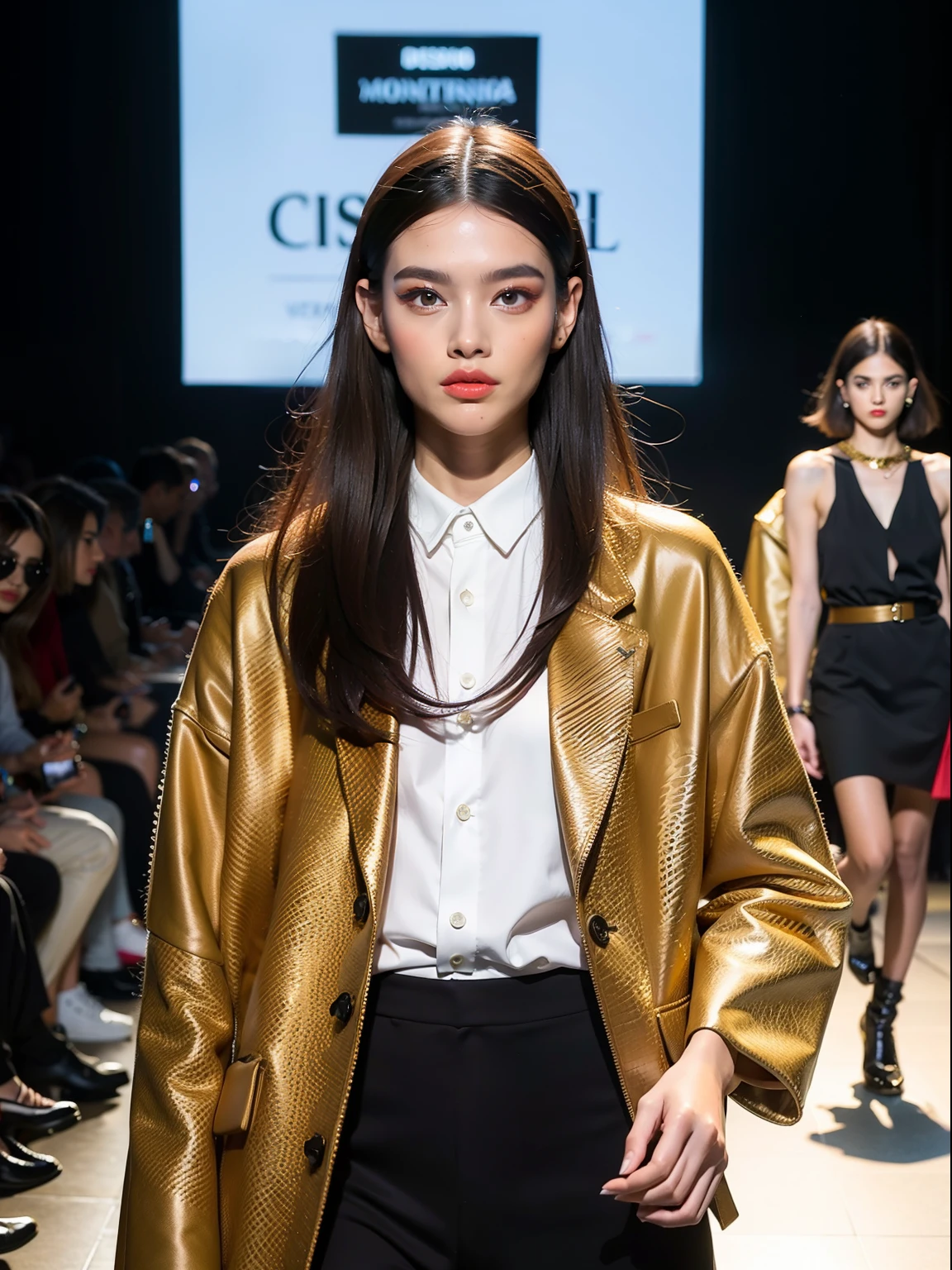 um desfile de moda conceitual, Temporada surreal, Fashion influencer trends, pessoas normais urbanas, Trend in Fashio magazine