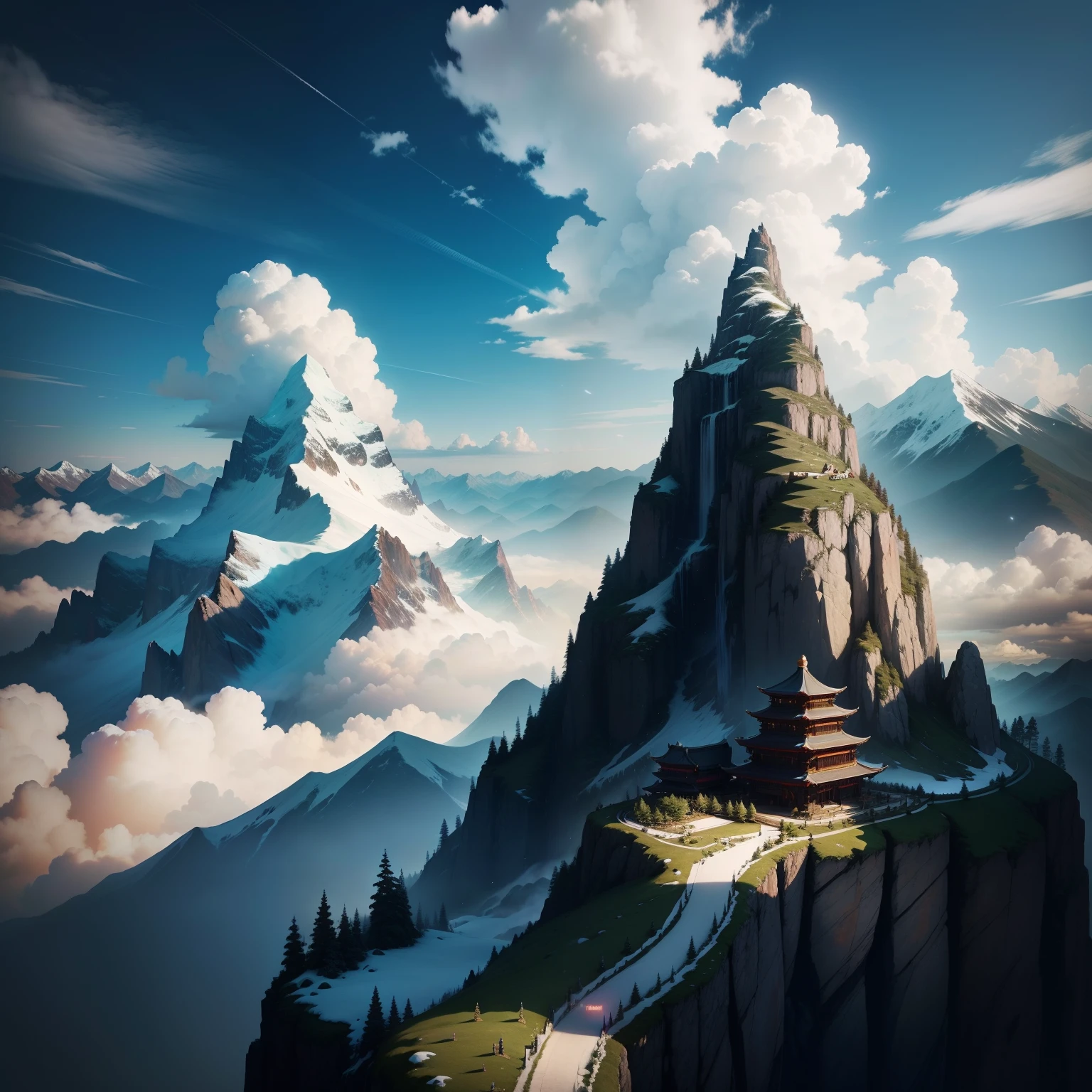Immortal clouds out of Immortal Mountain，Immortal Mountain emits fairy light。
Don't ask about the world，The Getaway in the mountains。