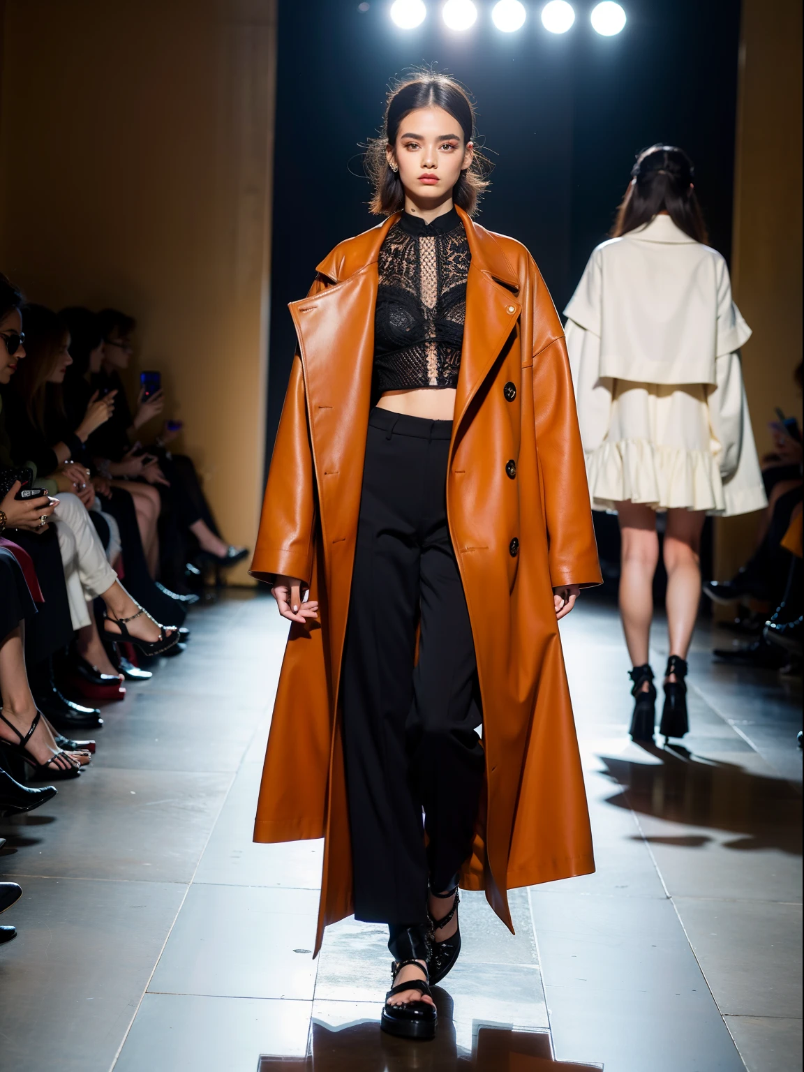 um desfile de moda conceitual, Temporada surreal, Fashion influencer trends, pessoas normais urbanas, Trend in Fashio magazine