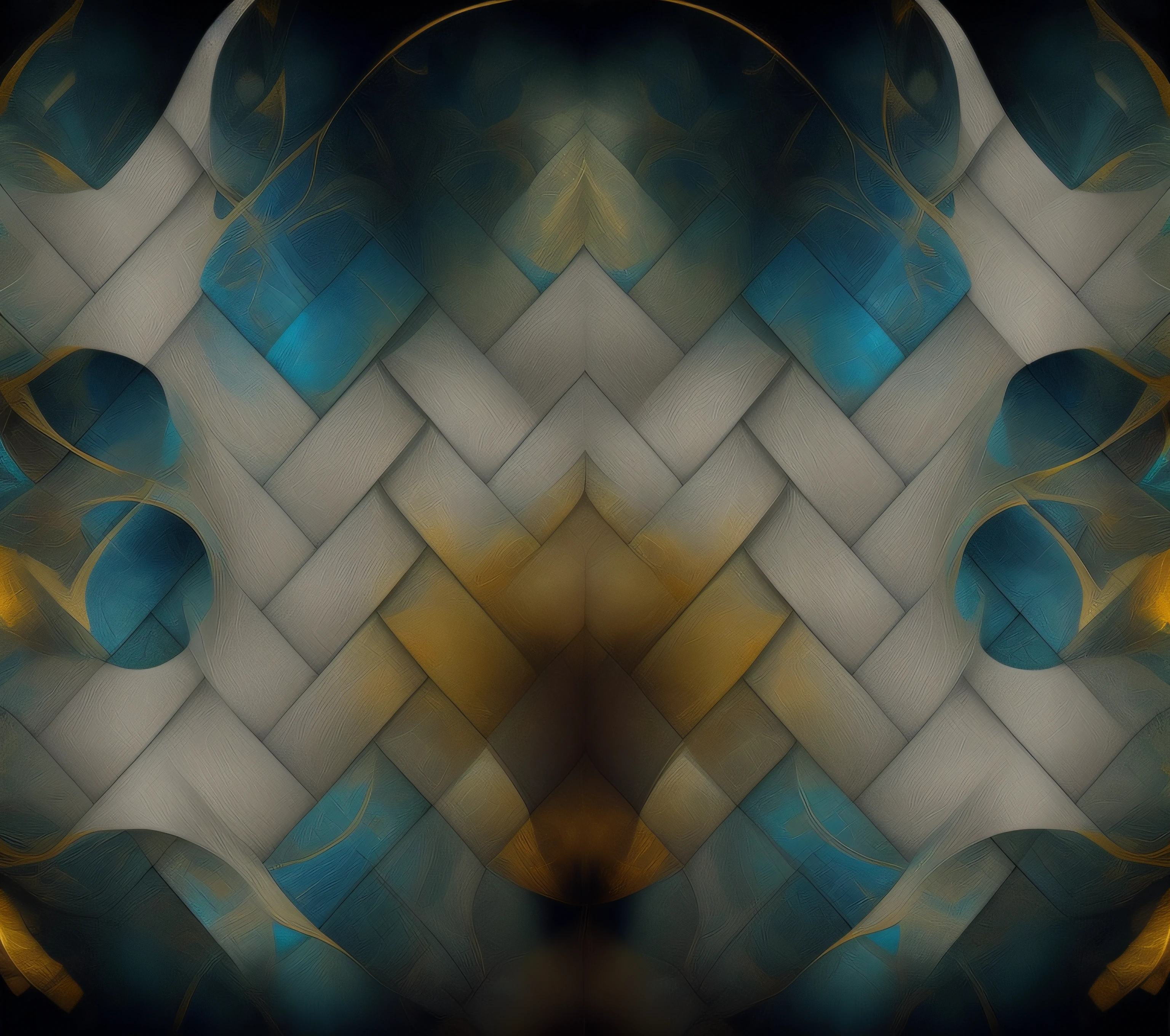 um close up de um design abstrato azul e dourado com um fundo preto, abstract occult epic composition, textura abstrata, textura fractal, coherent and symmetrical works of art, cacos e fractal do infinito, um fundo espiritual abstrato, detalhes fractais pele de diamante, abstrair, Resumo intrincado, formas abstratas espirituais, design abstrato de papel de parede, twisted turn of fate abstraction, A textura do cristal da baleia azul