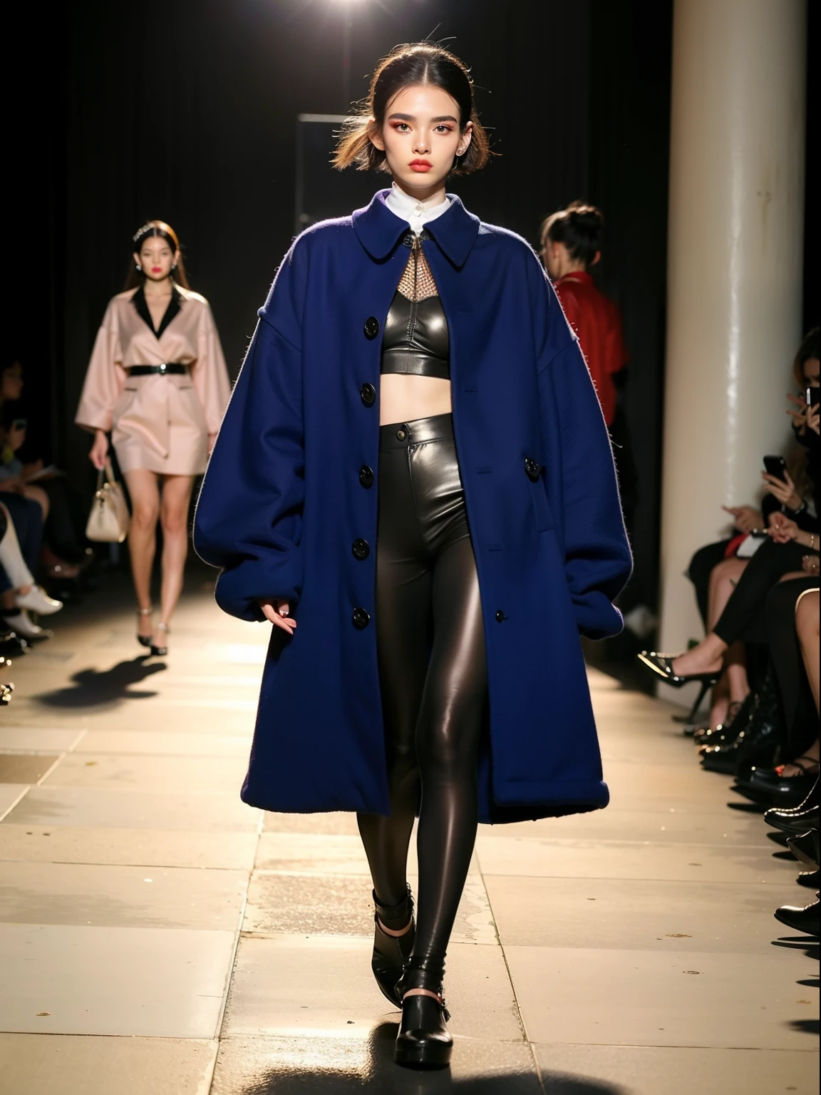 um desfile de moda conceitual, Temporada surreal, Fashion influencer trends, pessoas normais urbanas, Trend in Fashio magazine