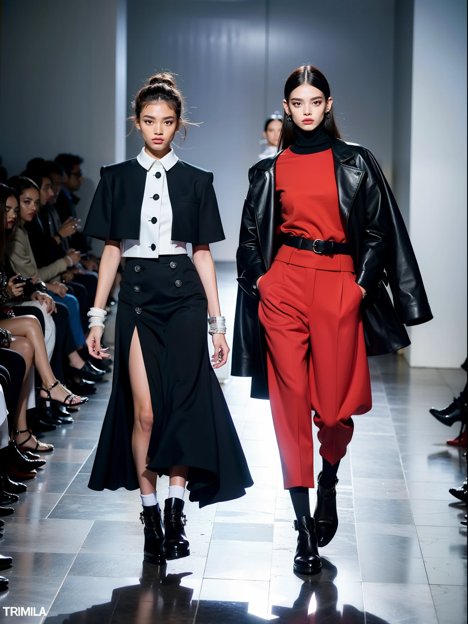 um desfile de moda conceitual, Temporada Ballenciaga, Fashion influencer trends, pessoas normais urbanas, Trend in Fashio magazine