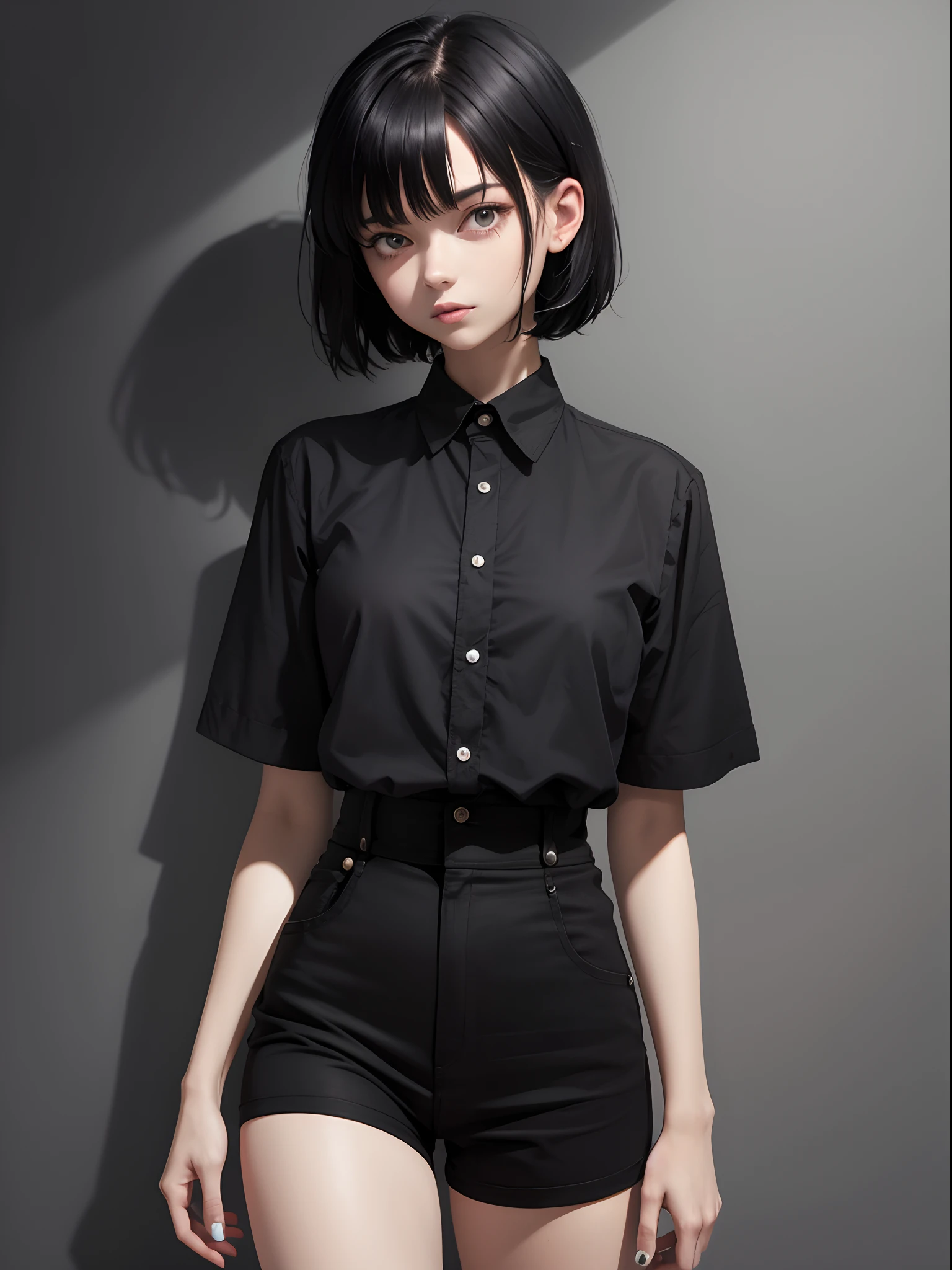 Masterpiece, top quality, 1 girl, ((black-short-hair))