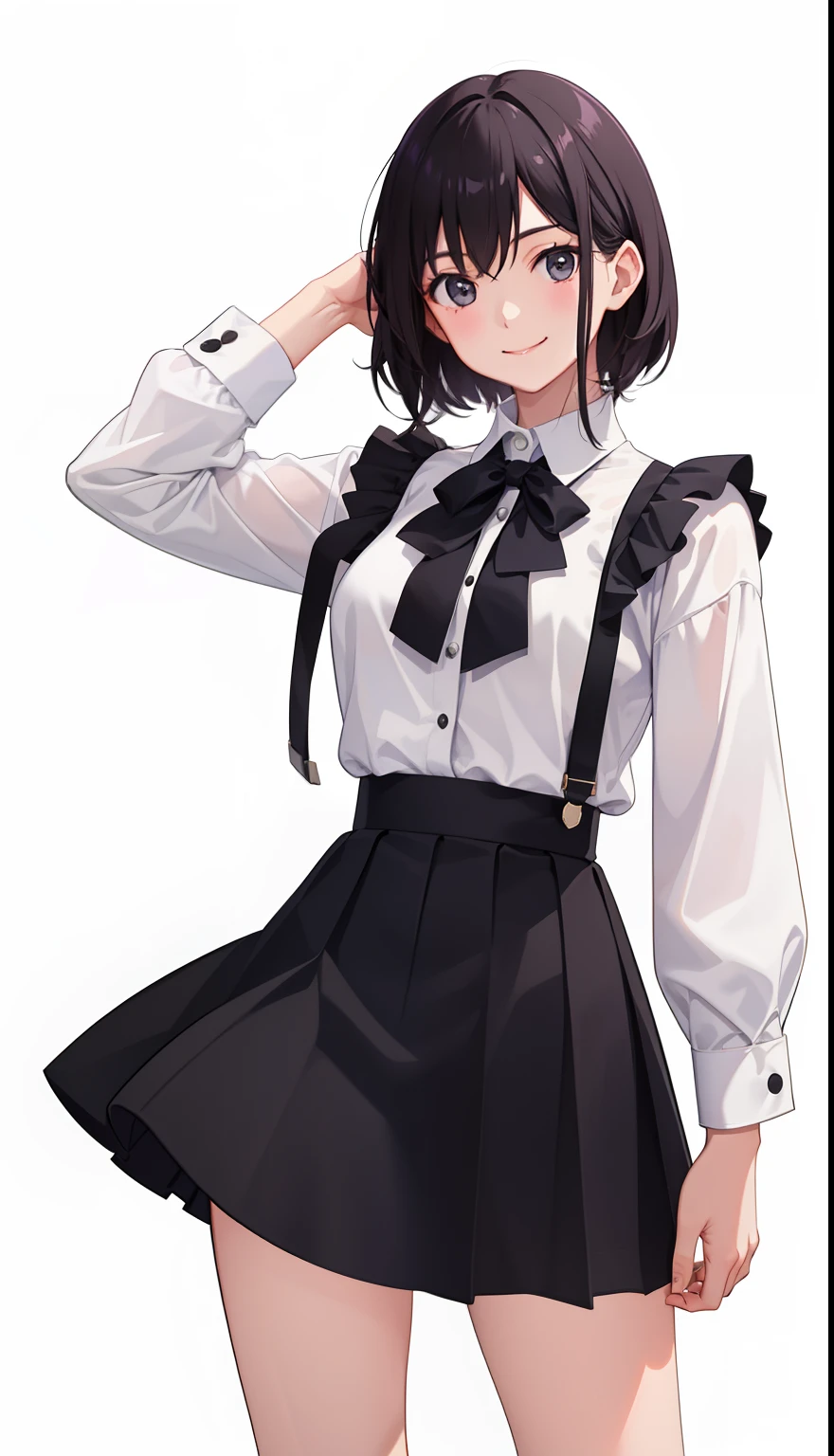 1girl in、A smile、A delightful! The shirt、skirt by the、(small tits)