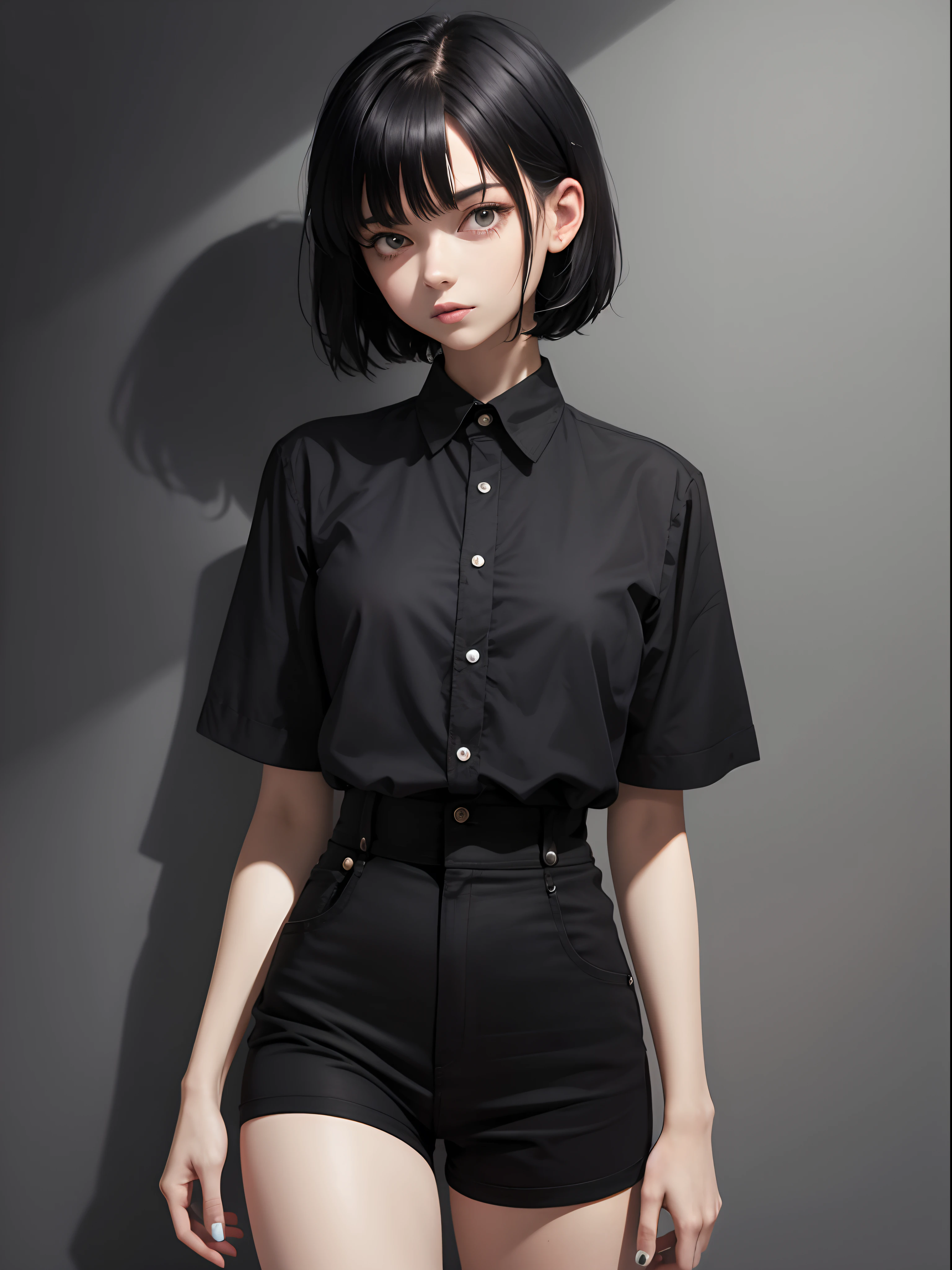 Masterpiece, top quality, 1 girl, ((black-short-hair))