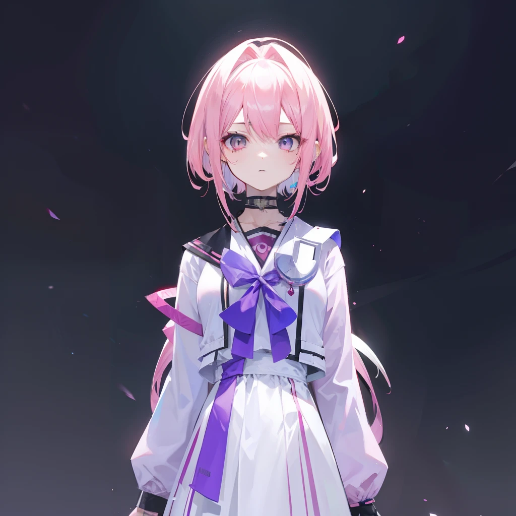 Pink hair,Pink and white clothes,is a nine-tailed fox girl,It has pink fox ears,It has elements that reflect his identity as a nine-tailed fox