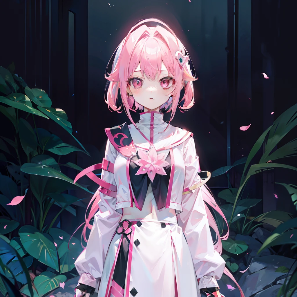 Pink hair,Pink and white clothes,It's the nine-tailed fox girl,It has pink fox ears,It has elements that reflect his identity as a nine-tailed fox