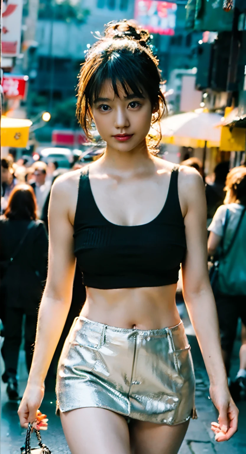 rialistic photo、An ultra-high picture quality、a miniskirt、Ultra mini skirt、Picture-like images、、Girl YouTuber,(((1girl in))),((Very cute beautiful green curly ponytail girl walking down the street)),Ultra mini skirt、a miniskirt、

(short chest:1.4),(((Green curly hair:1.35,Very curly hair,Colored inner hair,Ear breathing,Ponytail hair))),((Green eyes:1.3,upward-eyed:1.3,Perfect eyes,Beautiful detailed eyes,Rainbow shines ultra-detailed yellow-green eyes:1.1,Gradient Eyes:1,finely detailed beautiful eye:1,Symmetrical eyes:1,big highlight on eyes:1.2)),((Fat)),(((Lustrous skin:1.5,bright skin: 1.5,skin tanned,Shiny skin,Very shiny skin,Shiny body,plastic glitter skin,exaggerated shiny skin))),delicate detailed fingers,Detailed body,detailed arms,Human Hands,(Detailed face)),

Cute,sluttish,Seductive,Erotic,(((NSFW))),

zettai ryouiki,Revealing clothing,Show skin,((Ultra Miniskirt,beautiful thigh、beautiful boob、Beautiful navel、Beautiful collarbone、Beautiful armpits、Beautiful miniskirts、Visible lace strap,Tank top with anime girl print and white shorts)),(detailed costume,detailed  clothes),

(Dynamic Pose:1.0),Solo Focus,embarrassed,Centered,scale to fit the dimensions,thirds rule,

Outdoors,((Night view)),(Neon synth waves in a very beautiful city,Cyberpunk Night Street Background:1.5,dark sky,Thick clouds),Vehicles of the future,((Neon light)),Thick clouds,(Cyberpunk style,Neon light, (Synthwave theme background), Lonely street),(((Detailed background:1.25))),

(Best Quality),(High resolution),(Sharp Focus),(ultra-detailliert),(Extremely detailed),(Very high quality artwork),8K_Wallpaper,(8K HDTV CG),(Very fine 8K CG),((hyper super ultra detailed perfect piece)),flawless,(((masutepiece))),Illustration,Vibrant colors,(Convoluted),High contrast,Selective lighting,double exposure,nffsw (High dynamic range),Post-processing,Background blur,