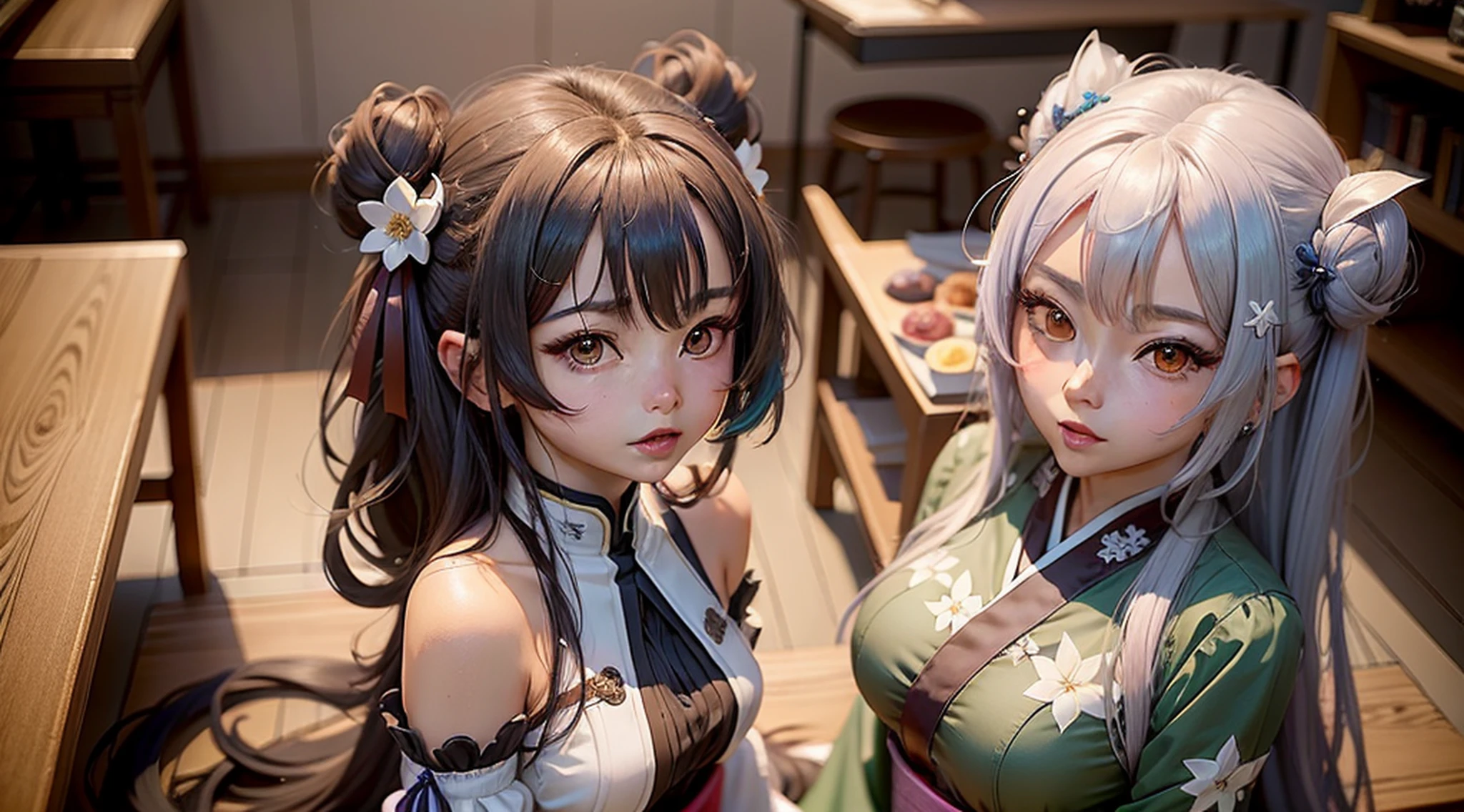 Um personagem de anime de uma mulher vestida em Hanfu,Desgaste longo, roupas fluentes,design de personagens de anime bonito,visual anime de uma menina bonito,kantai collection style,estilo de arte moe anime,small curvaceous loli,Chen Jiru,menina pequena loli,design de personagens de anime,design de personagem altamente detalhado,Guweiz,design de personagem de alta qualidade,alta qulidade。super detalhamento。cabelos azul-brancos,Dango Head,Estilo anime 2D,pessoa solo