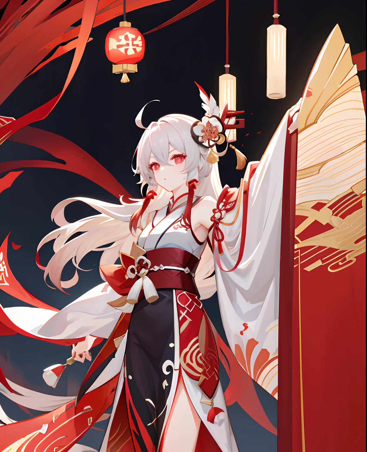 Fu Hua from honkai impact
Long white & red kimono
Night
Chinese new year