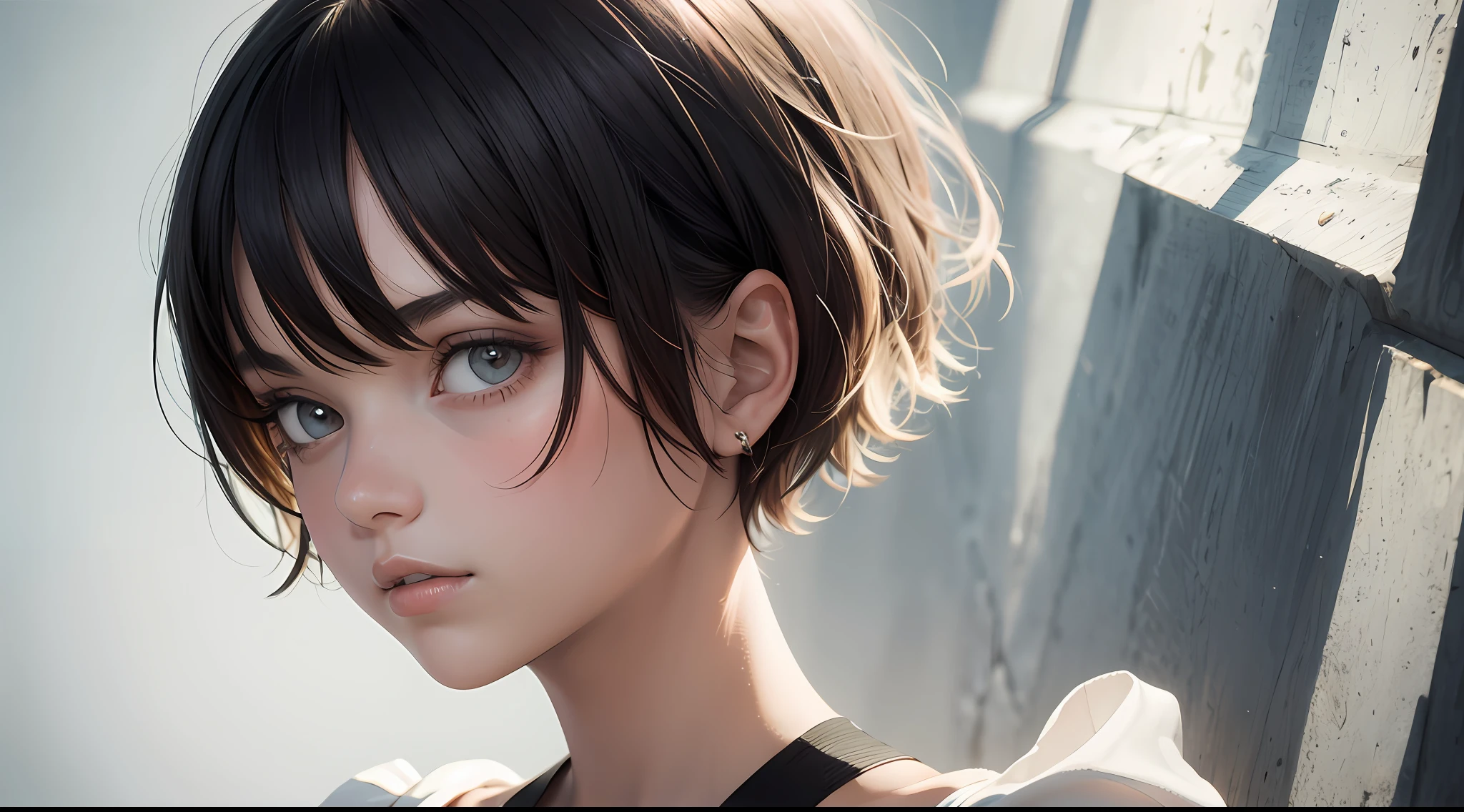Masterpiece, top quality, 1 girl, ((short-hair))