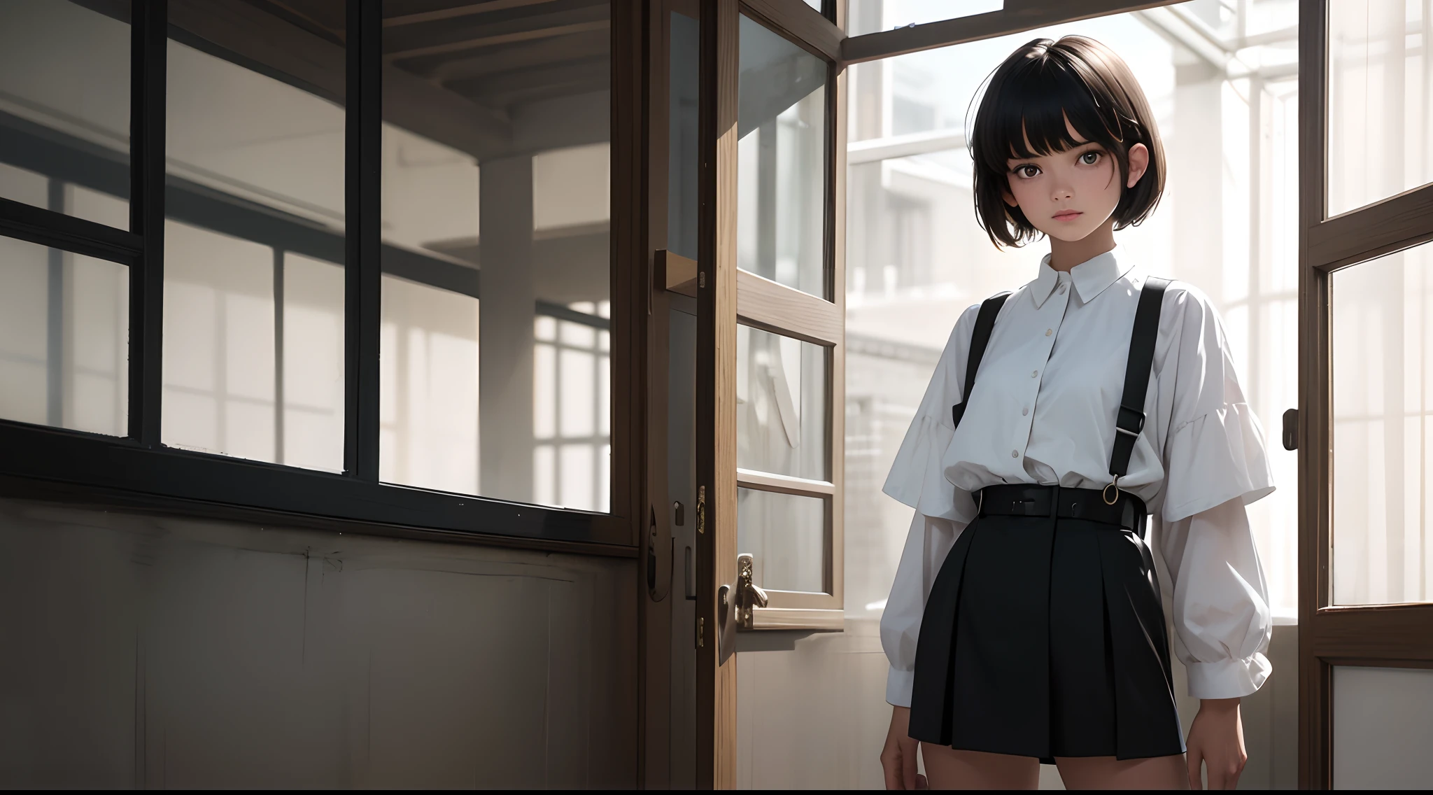 Masterpiece, top quality, 1 girl, ((short-hair))