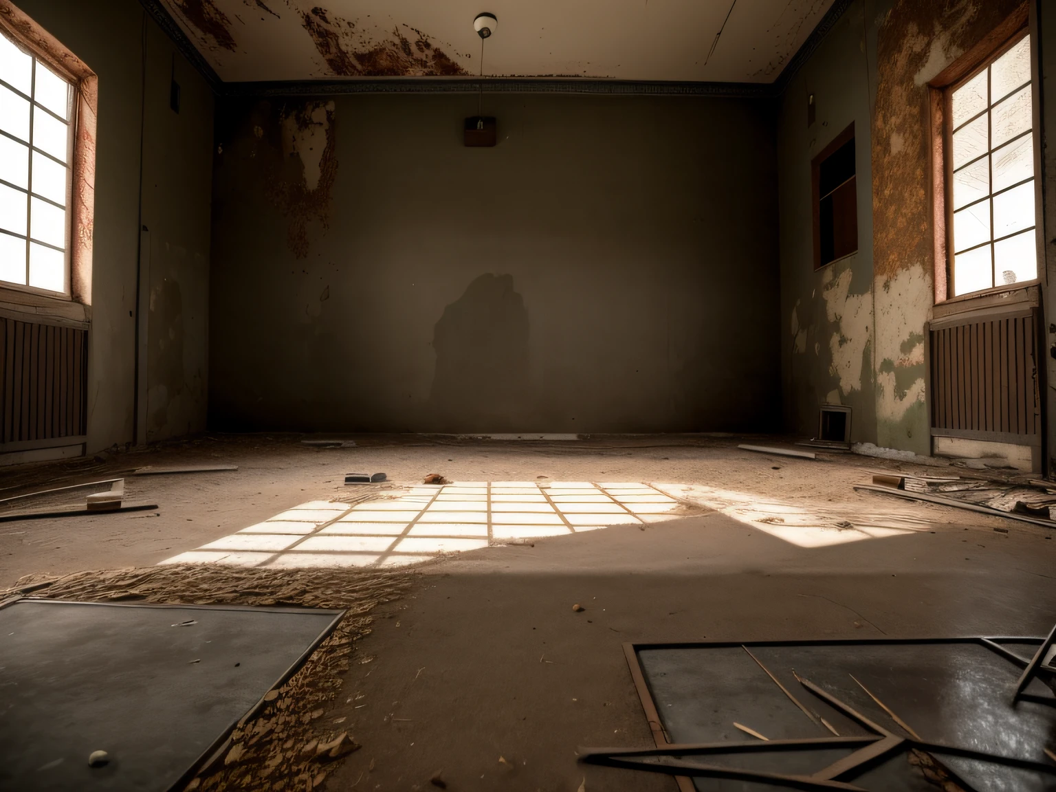 Abandoned, com cores neutras,cinema shot,the complex background
