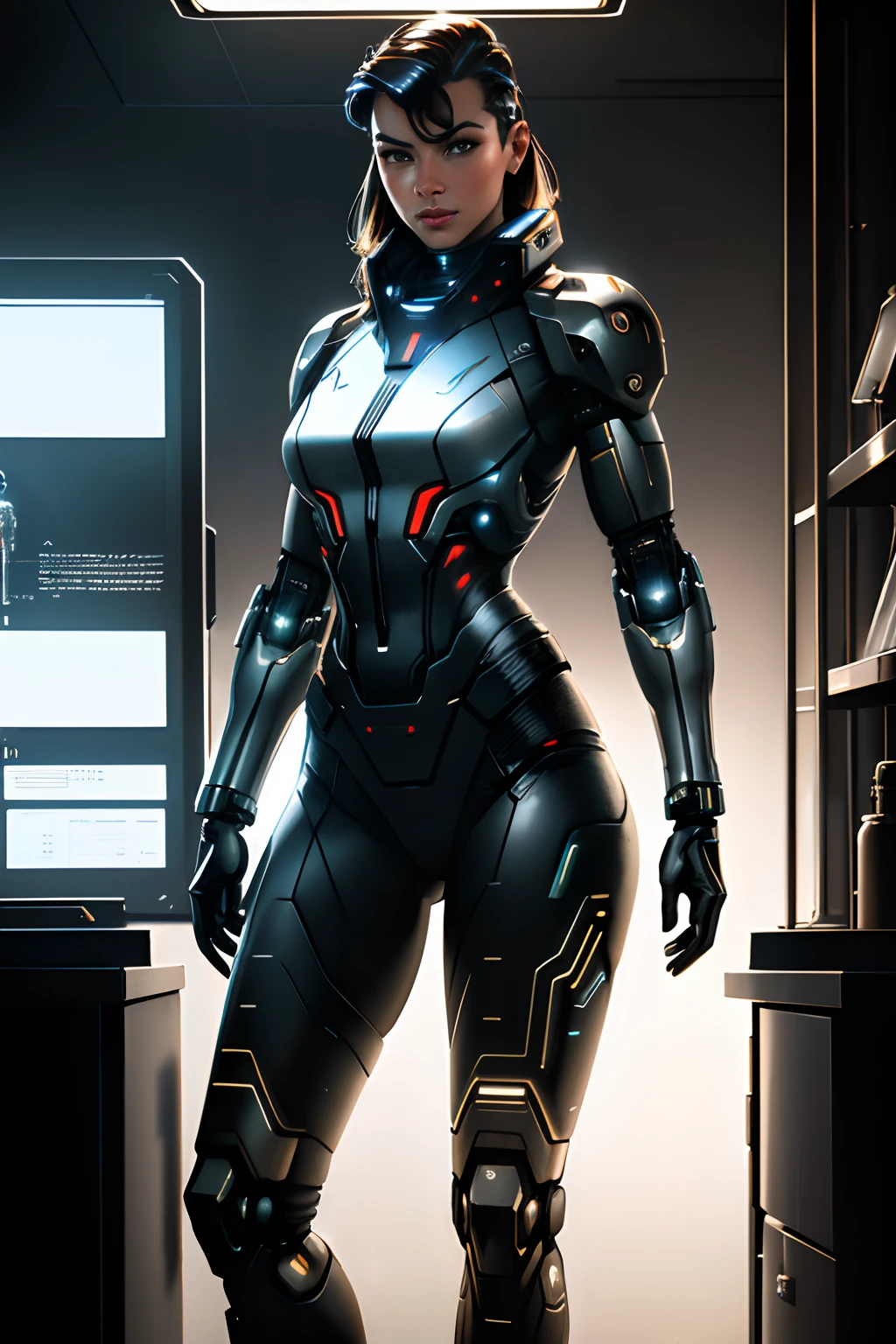 ((oil painting)) of ((attractive female modern military with with cybernetic limbs part cyborg on patrol)), cinematic, dynamic pose, fine details, reflections, 8k, ((dark shot)), soft volumetric lights, (backlit:1.3), (photorealistic:1.3), (Style-Glass), hdr, antialiased, 8k, ((syd mead)), sharp details, detailed background, ((masterpiece)), (painterly), (good anatomy), (good proportions), (good composition), (dramapaint), (analogue style), (empty hands), (futuristic scifi background), (photorealistic:1.5),