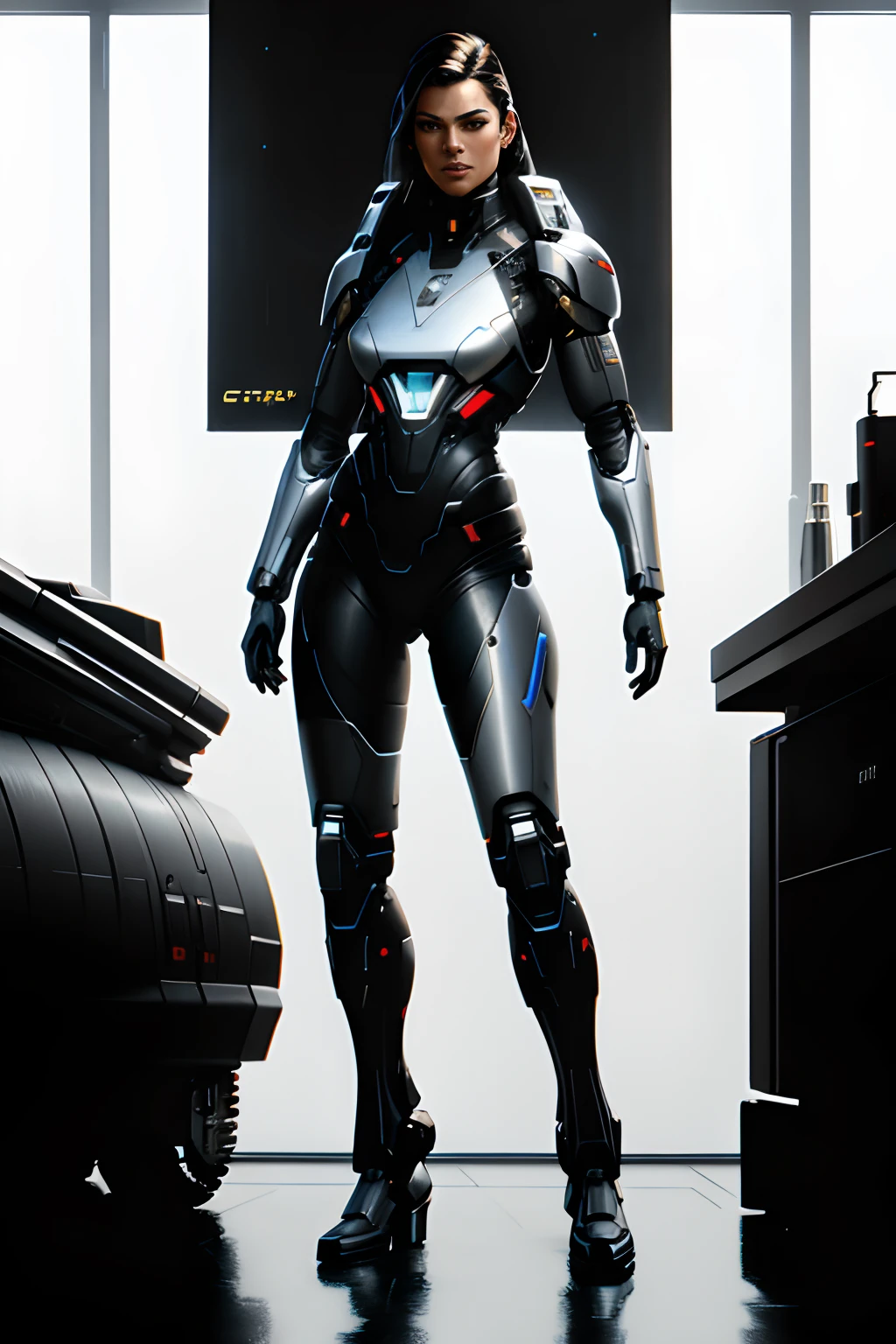 ((oil painting)) of ((attractive female modern military with with cybernetic limbs part cyborg on patrol)), cinematic, dynamic pose, fine details, reflections, 8k, ((dark shot)), soft volumetric lights, (backlit:1.3), (photorealistic:1.3), (Style-Glass), hdr, antialiased, 8k, ((syd mead)), sharp details, detailed background, ((masterpiece)), (painterly), (good anatomy), (good proportions), (good composition), (dramapaint), (analogue style), (empty hands), (futuristic scifi background), (photorealistic:1.5),