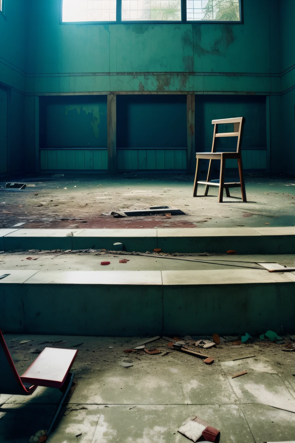 Abandoned, com cores neutras,cinema shot,the complex background