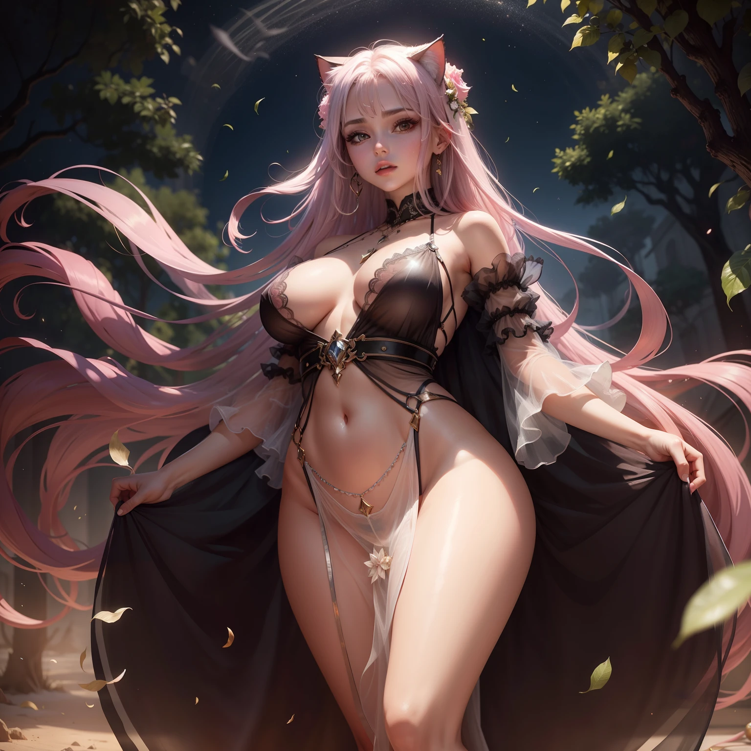 Translucent See-through sheer clothing, enhance and add jewelry, enhance belt, flowy sleeves, enhance cat ears