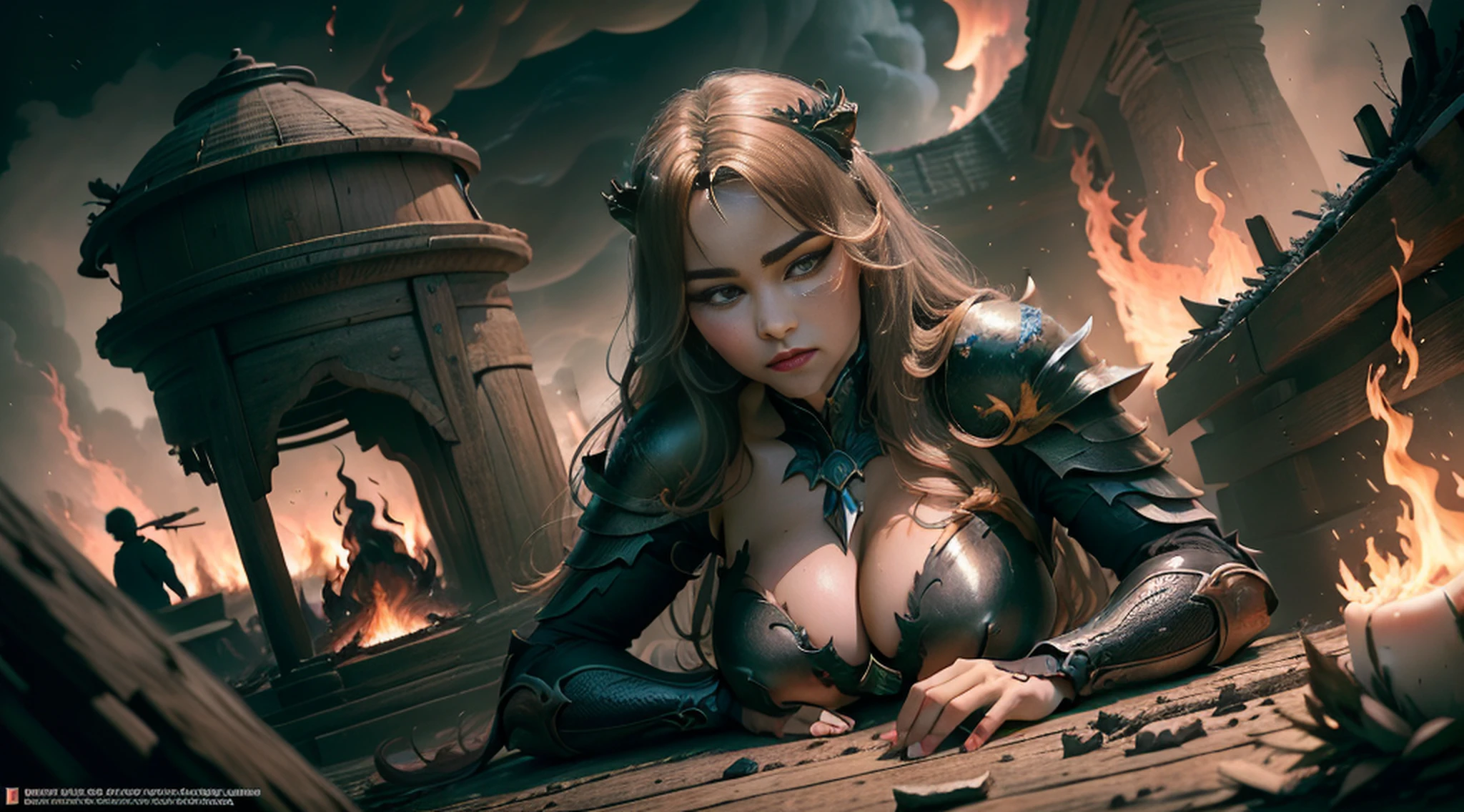 (obra-prima), (melhor qualidade), (Super delicado), (illustration), (extremamente delicado e belo), (dinamic angle), destaques brancos e pretos, (Legendary Dragon Queen: 1.3), (detalhes complexos), olhos dourados, Pupilas verdes, rosto delicado, messy floating hair, hair messy, foco, perfect hands, (vento de fantasia), Forma bonita,((((The flames burning behind the young woman)))), (The battlefield behind the young woman:1.2), (((sangrento)),cabelo longo:1.2, vara de cabelo: 1.2, casco: 1.2, corpo inteiro: 1.2, dragon horn: 1.2, (((fluindo))), NHJY, um vestido branco com detalhes dourados em um manequim, (Bela Magic Blue Sky Stream Overlay Cena), (heaven), (nuvens), soft-lighting, fundo limpo, beautiful sky landscape, obra-prima, alta qualidade, graphics beautiful, alto detalhe, pintado por Thomas Kincaid, art-station, foco nítido, papel de parede 8k inspirador,